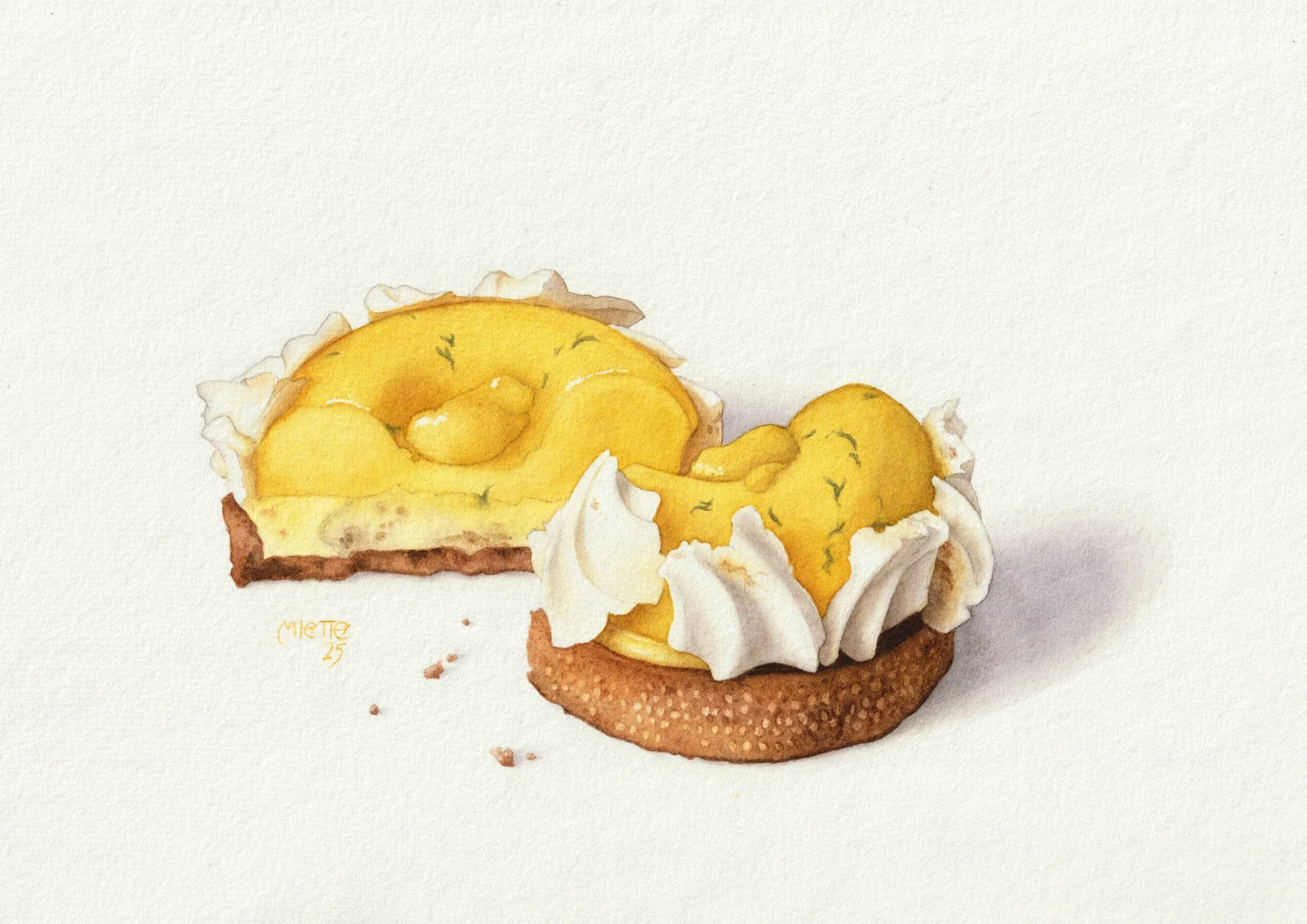 Tarte au citron (2025), watercolour on paper, 18 x 26 cm