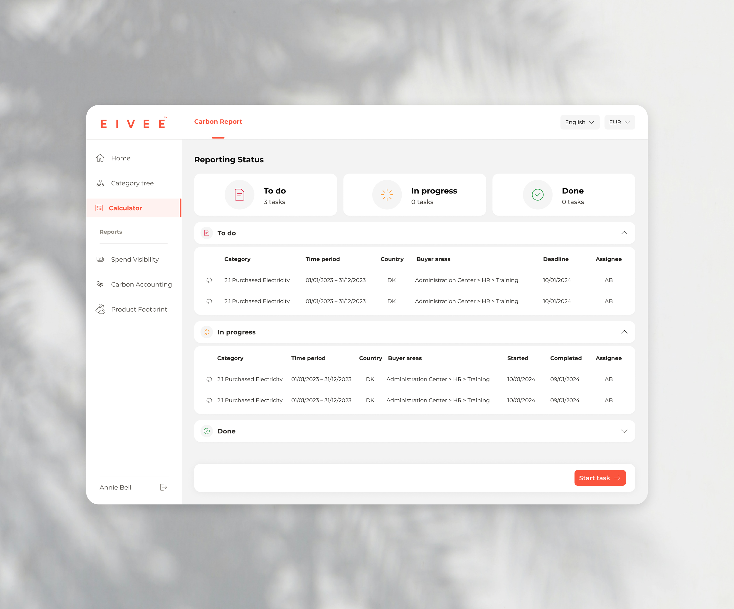 Eivee - Activity based calculator web app