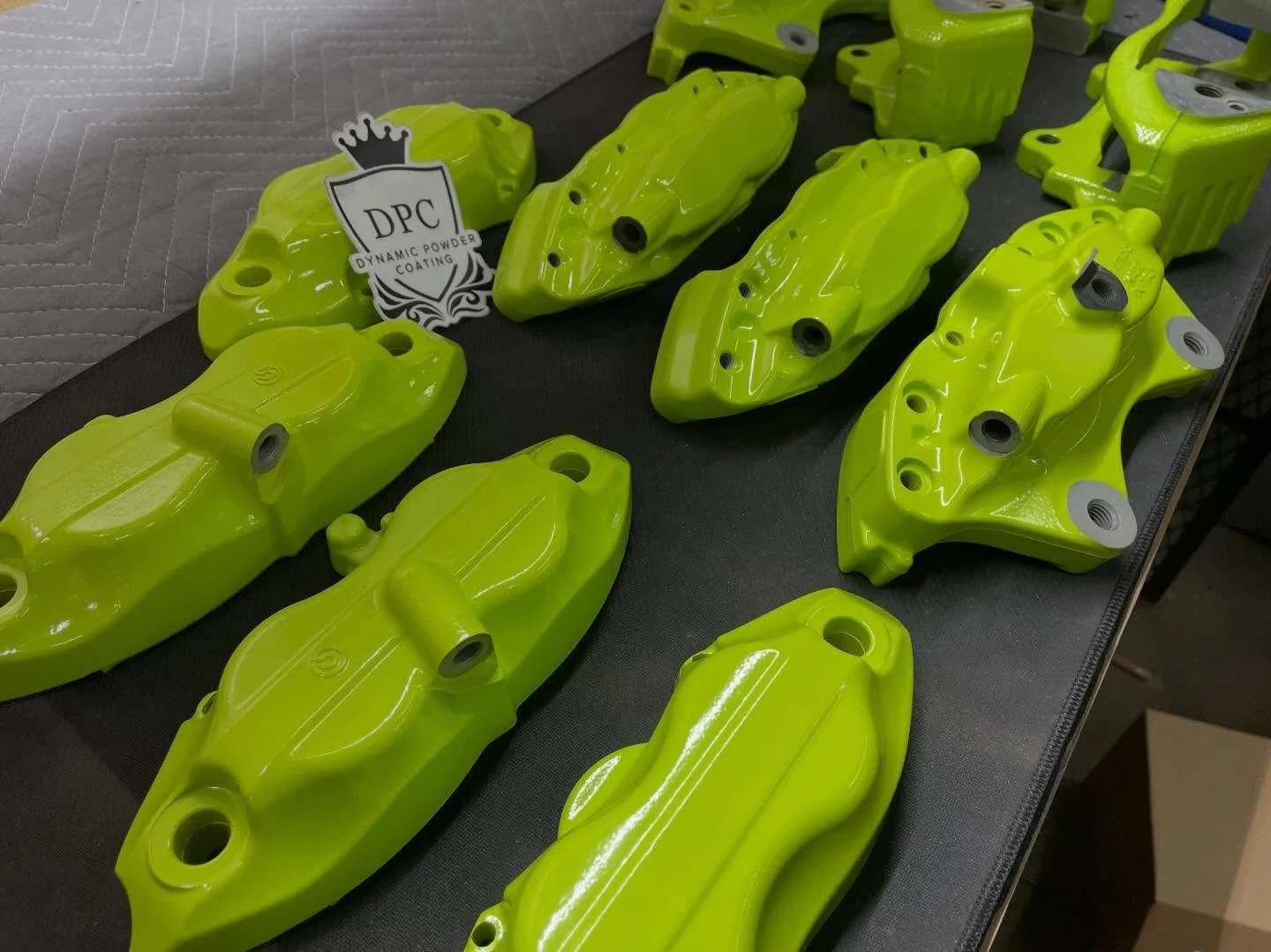 We have been WIDE OPEN! We&rsquo;re going to get back to our regular posting schedule though! 

Here&rsquo;s some @brembo calipers we refinished in @columbiacoatings Polaris Lifted Lime.
.
.
.
.
#powdercoat #powdercoating #powdercoated #brembo #custo