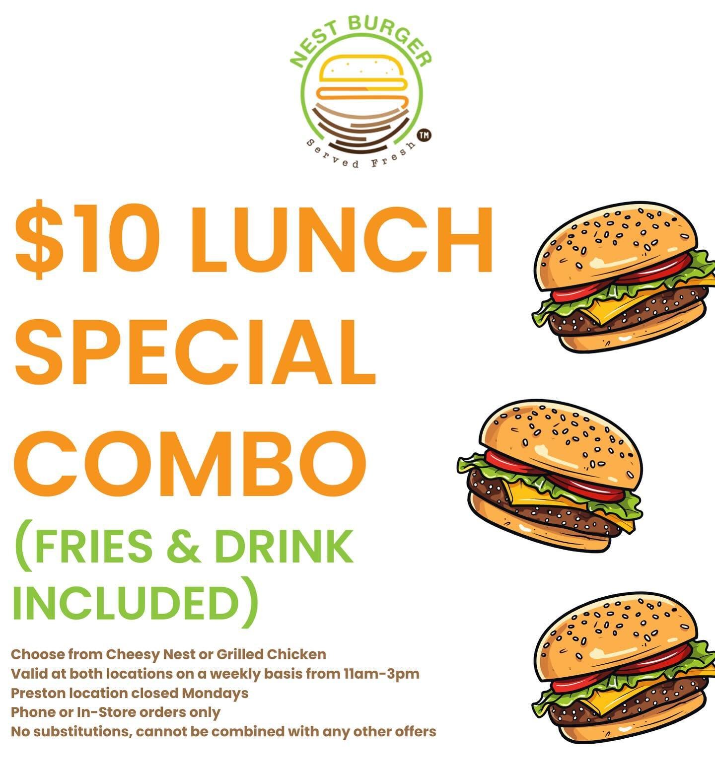 Our updated weekly lunch special, available at both locations now!