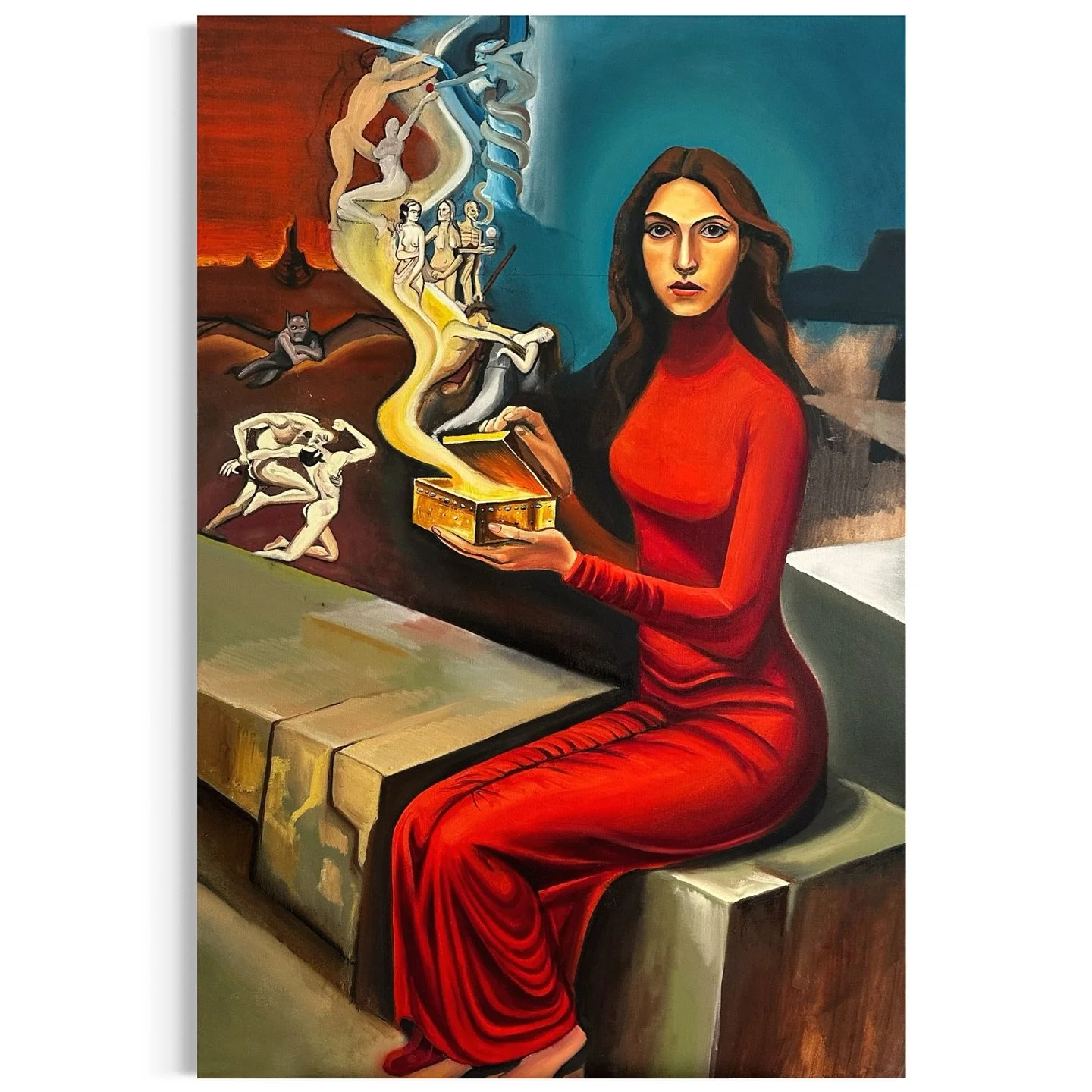 &ldquo;Pandora&rsquo;s Box&rdquo;
120 x 80 cm, oil on linen
Unfinished. May 2025.
By Alexander Claessen.

This painting is a work-in-progress, yet already filled with myth, memory, and echoes of centuries-old questions. I share it now, because someti