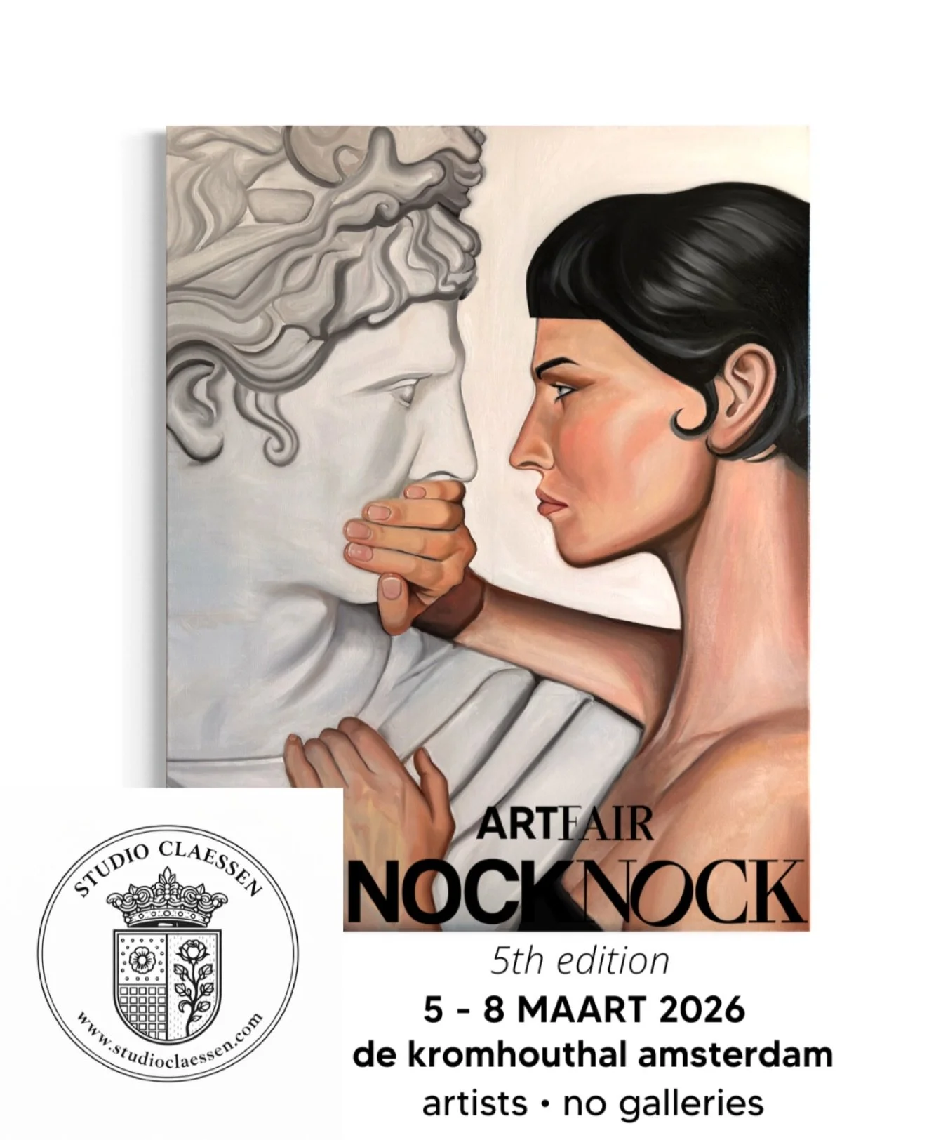 NOCKNOCK ART FAIR &mdash; AMSTERDAM

From 5&ndash;8 March you can find Studio Claessen at NOCKNOCK Art Fair in the Kromhouthal, Amsterdam.

NOCKNOCK is an artist-driven fair where visitors meet artists directly &mdash; artists, no galleries.

📍 Boot