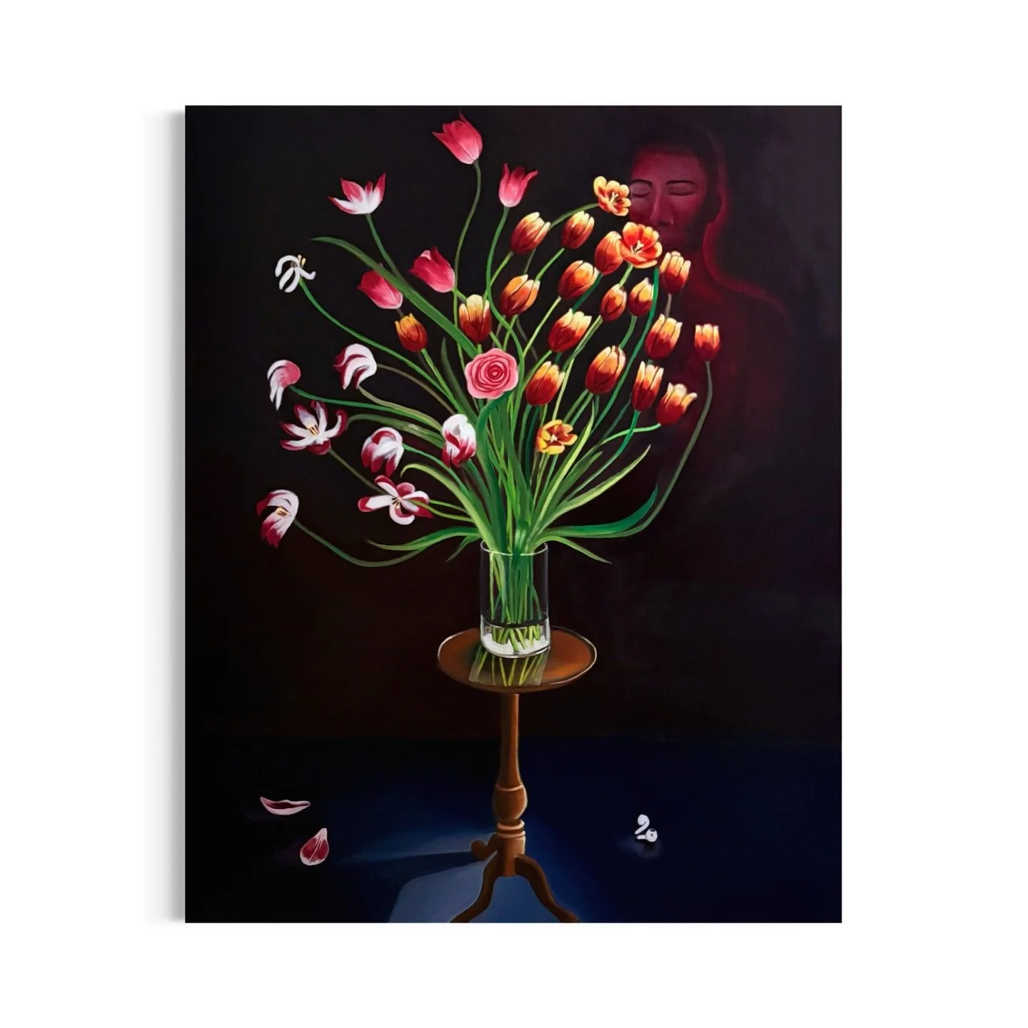 Memory Through Scent
Oil on linen - 100x80 cm.

Scent is memory &mdash; invisible, intimate, and fleeting. It returns without warning, carrying moments, people, and emotions that can no longer be held.

In this painting, flowers become a vessel of me