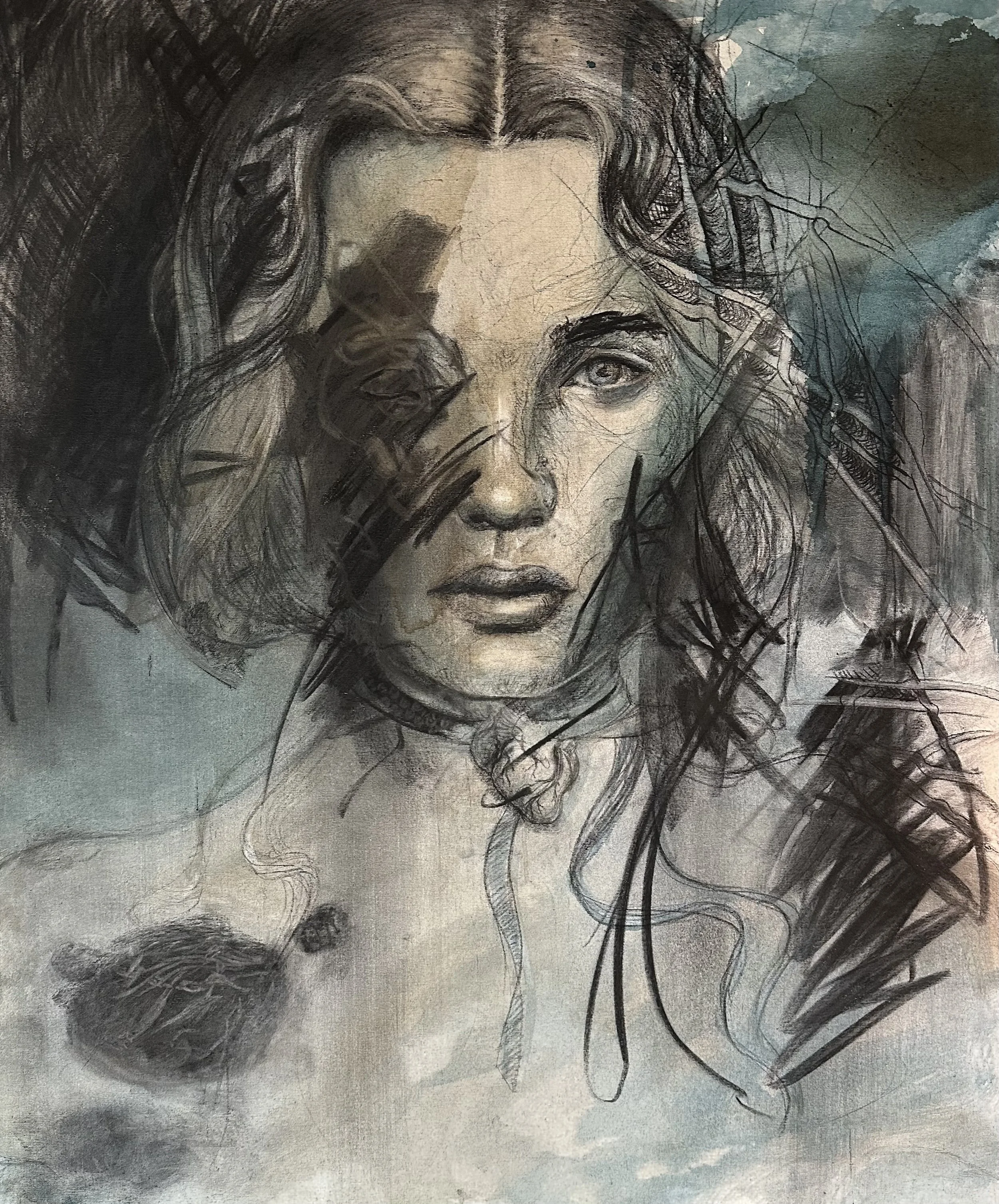 "BLACK STORY" 2025 | 120 X 100 cm | Acrylic/Charcoal on canvas
