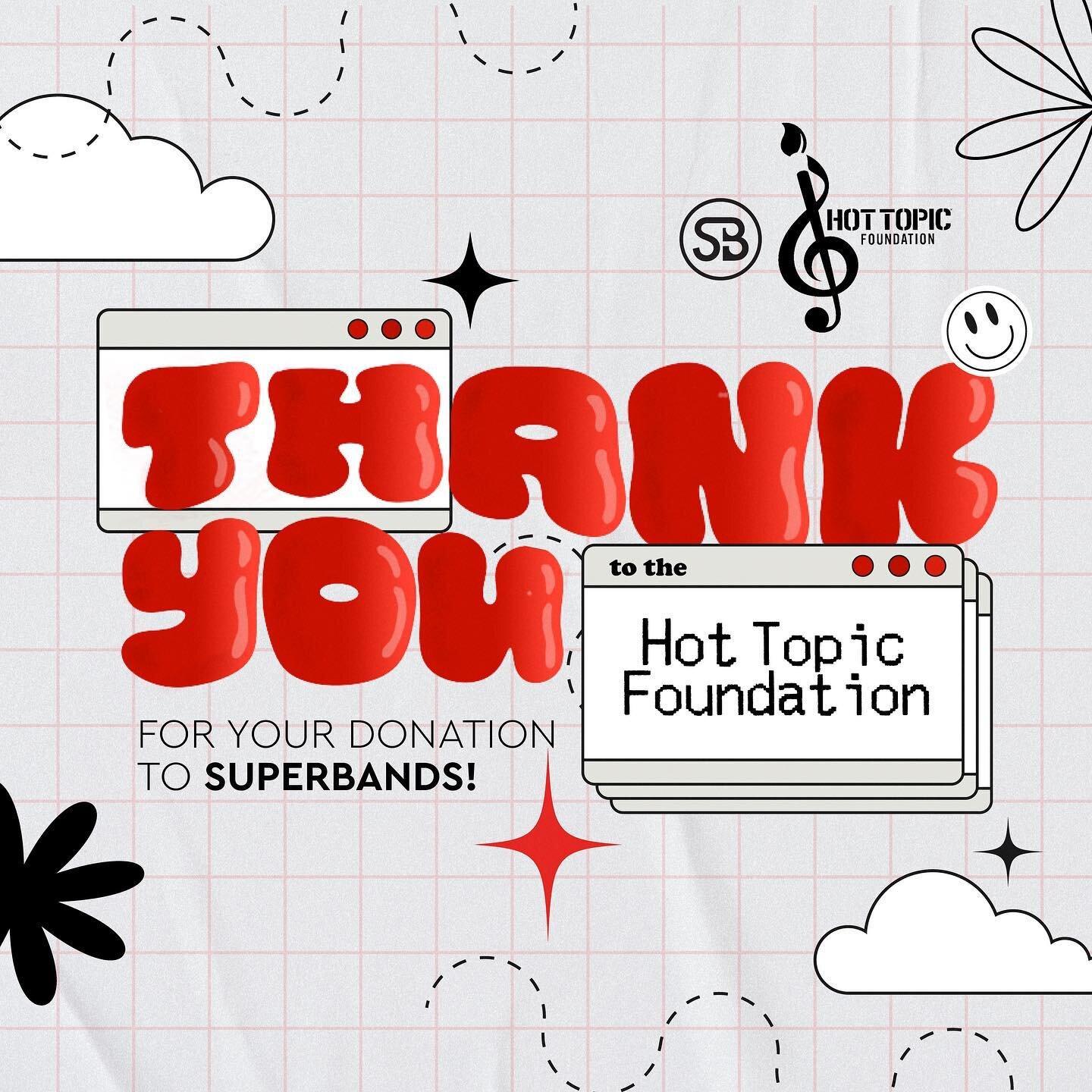 We are so incredibly grateful to our amazing friends at the @HotTopic Foundation for their generous grant this summer! Thanks to their help, we will be able to move forward in granting wishes for young teen music fans to give them hope during difficu