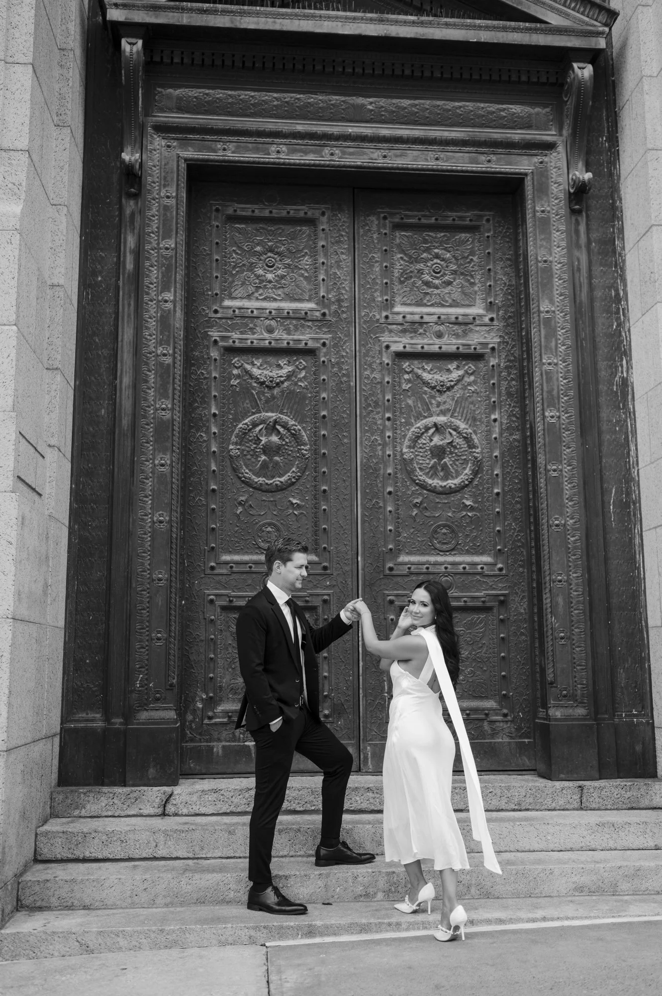 Black and white formal engagement photos are Kansas City Public Library 