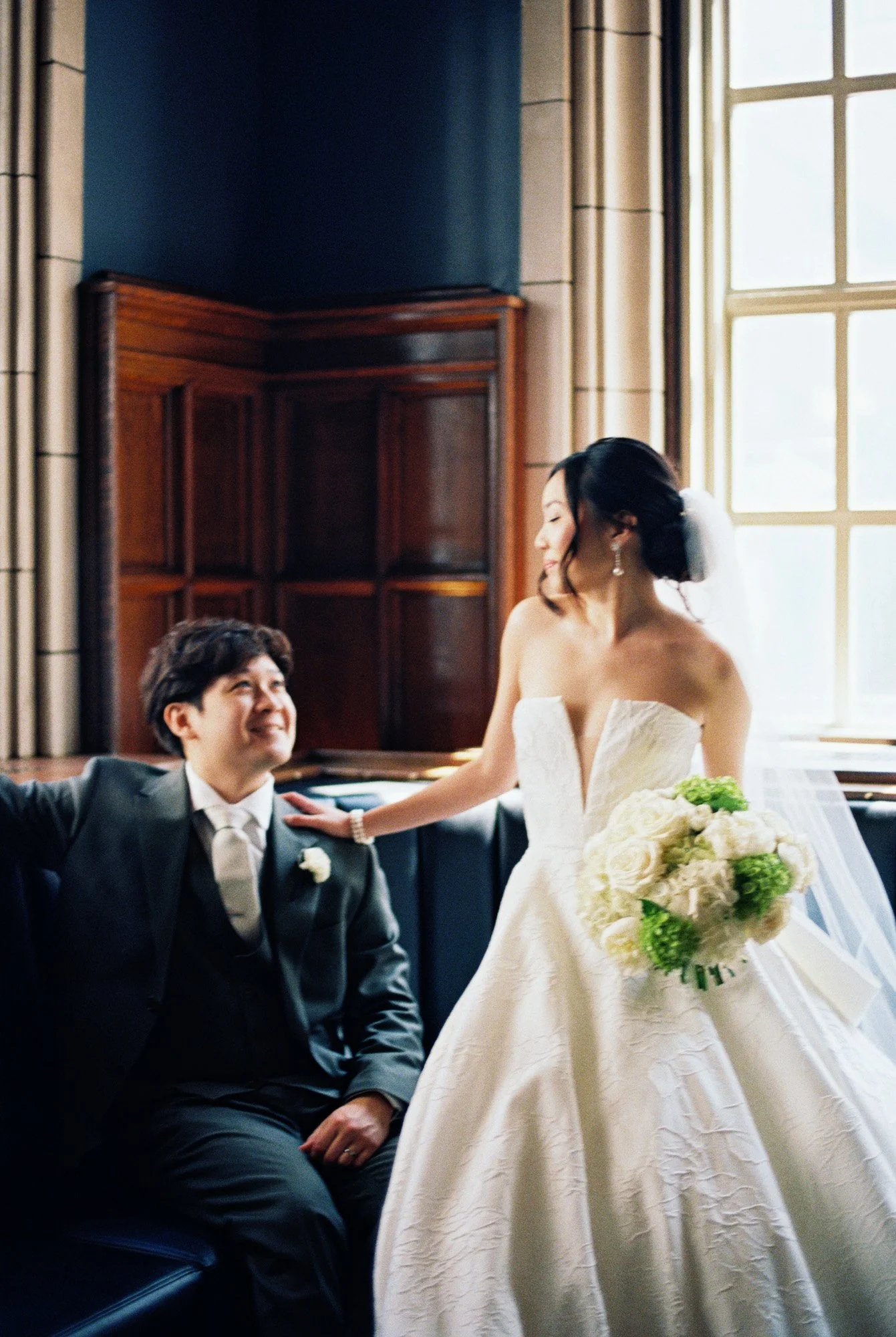 35mm film Bride and Groom Portraits Hotel Kansas City by Monphotography