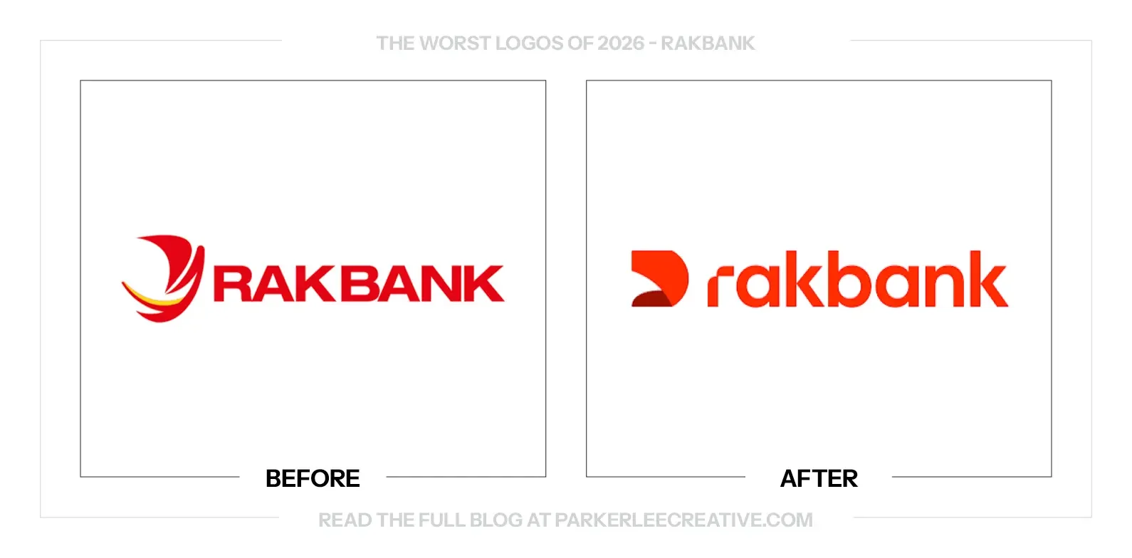 RAKBANK logo before and after the identity update.