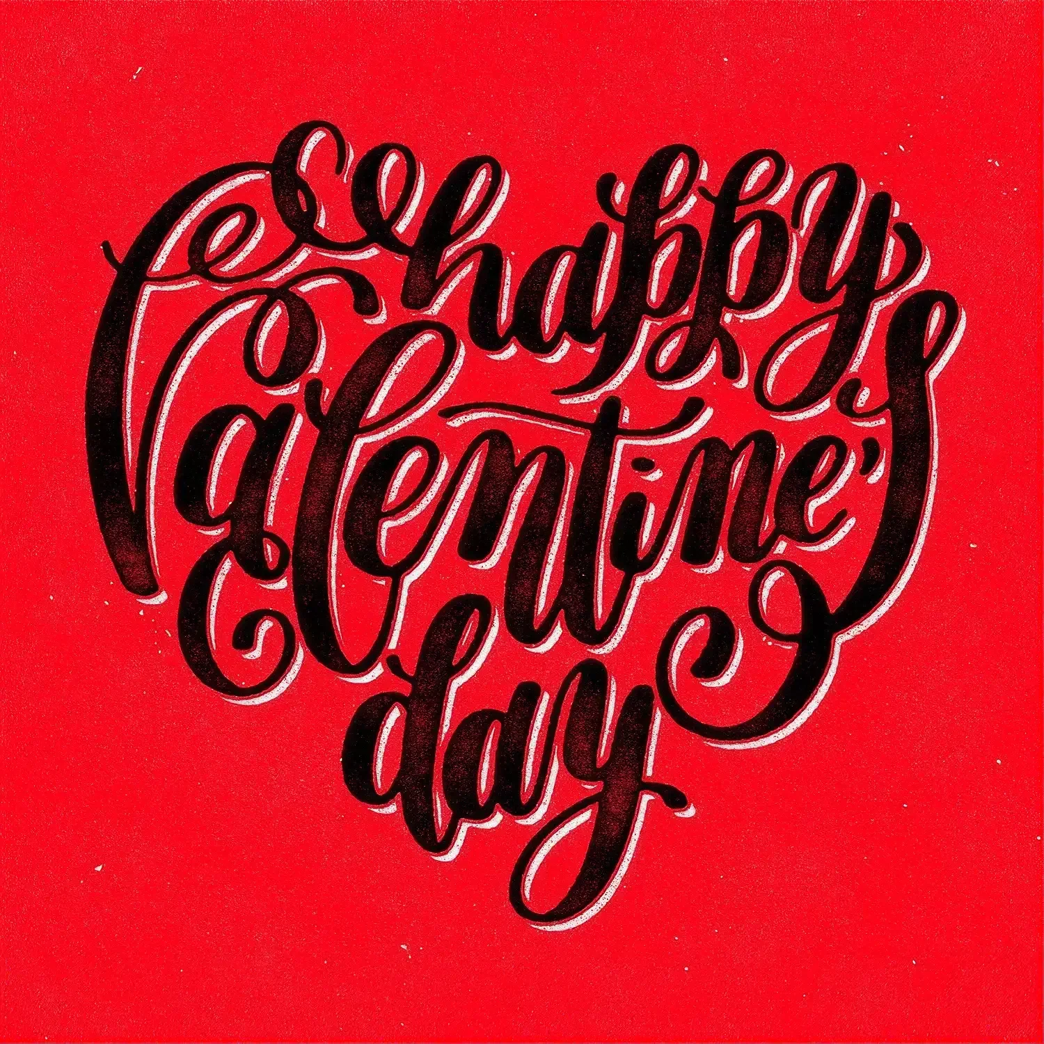 Happy Valentine's Day hand-lettered illustration