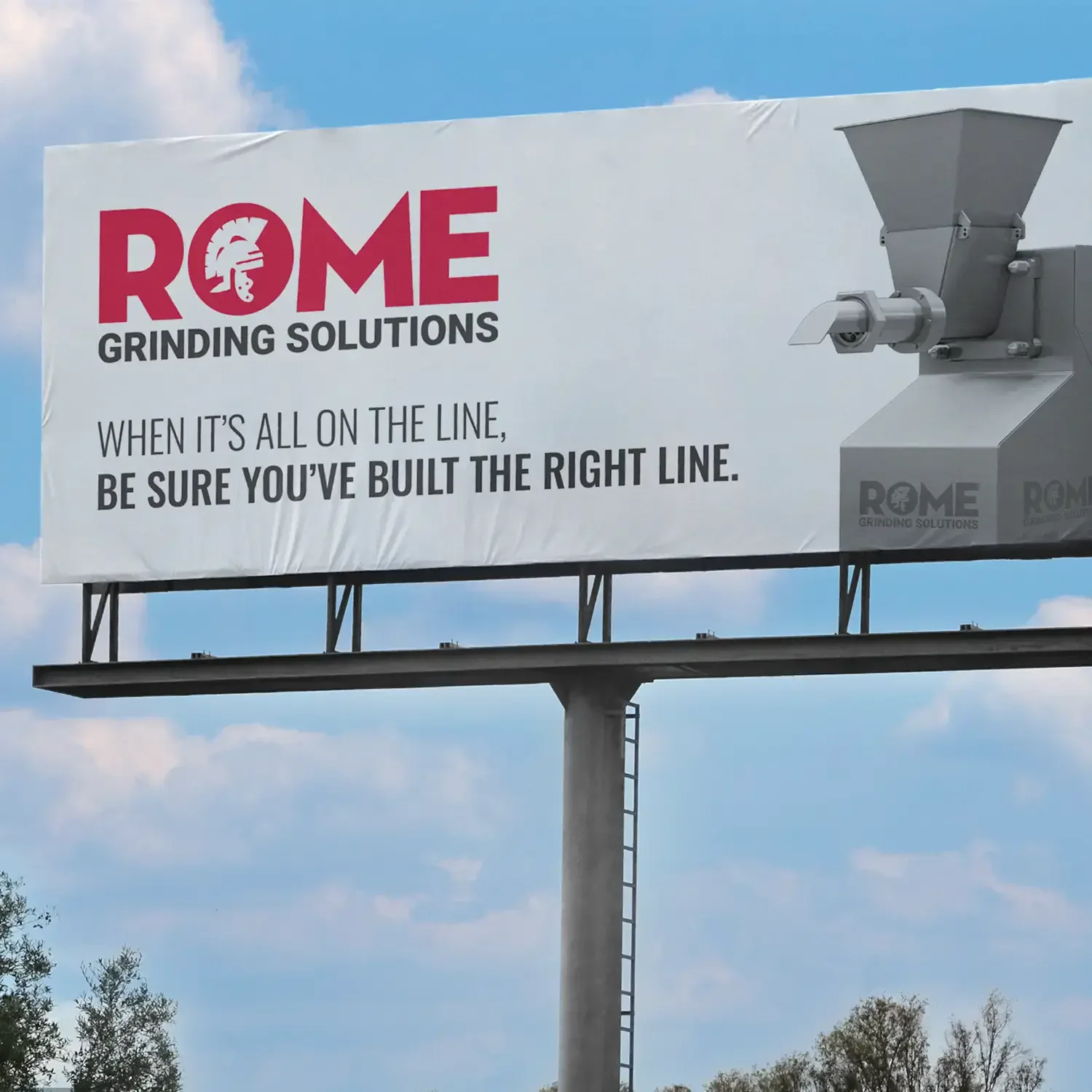 Rome Grinding Solutions roadside billboard