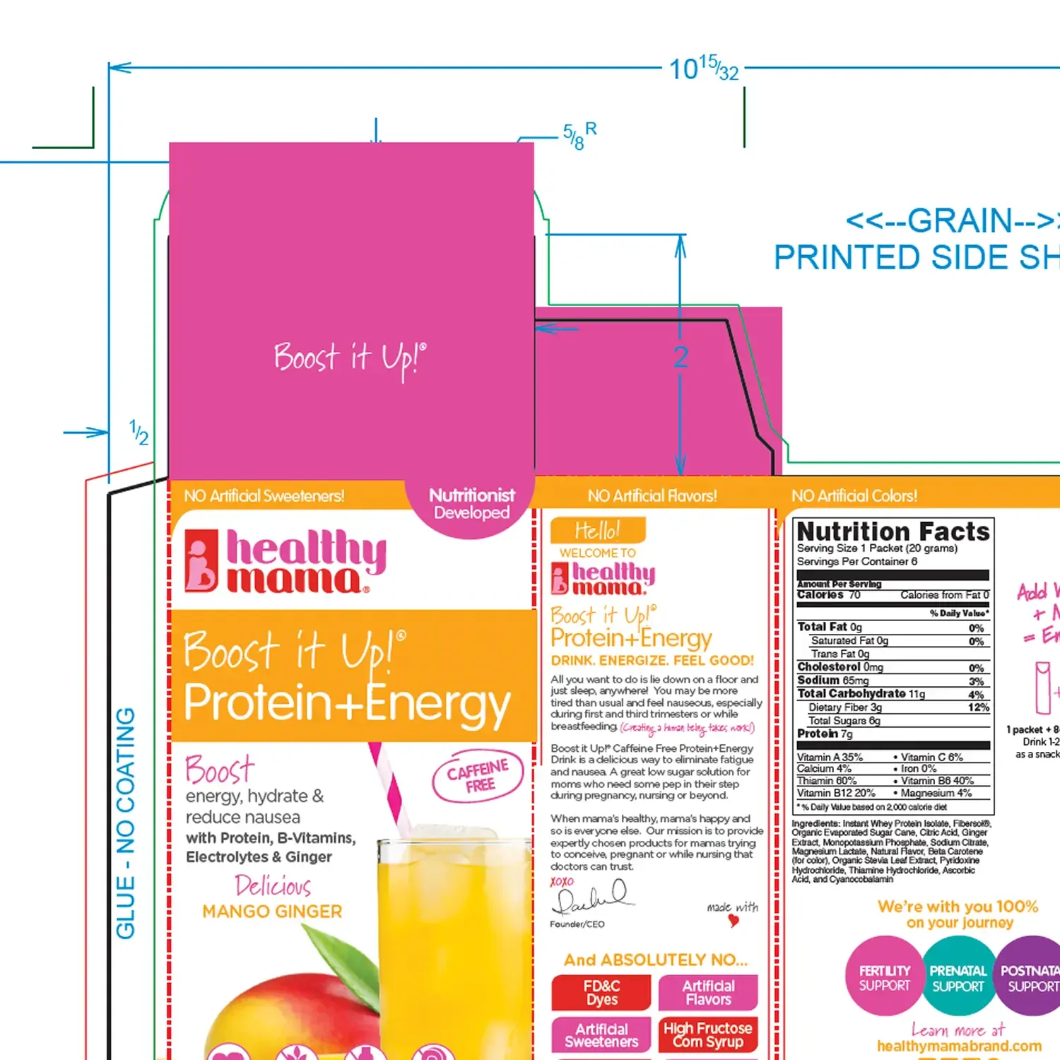 Healthy Mummy Boost It Up protein drink carton dieline