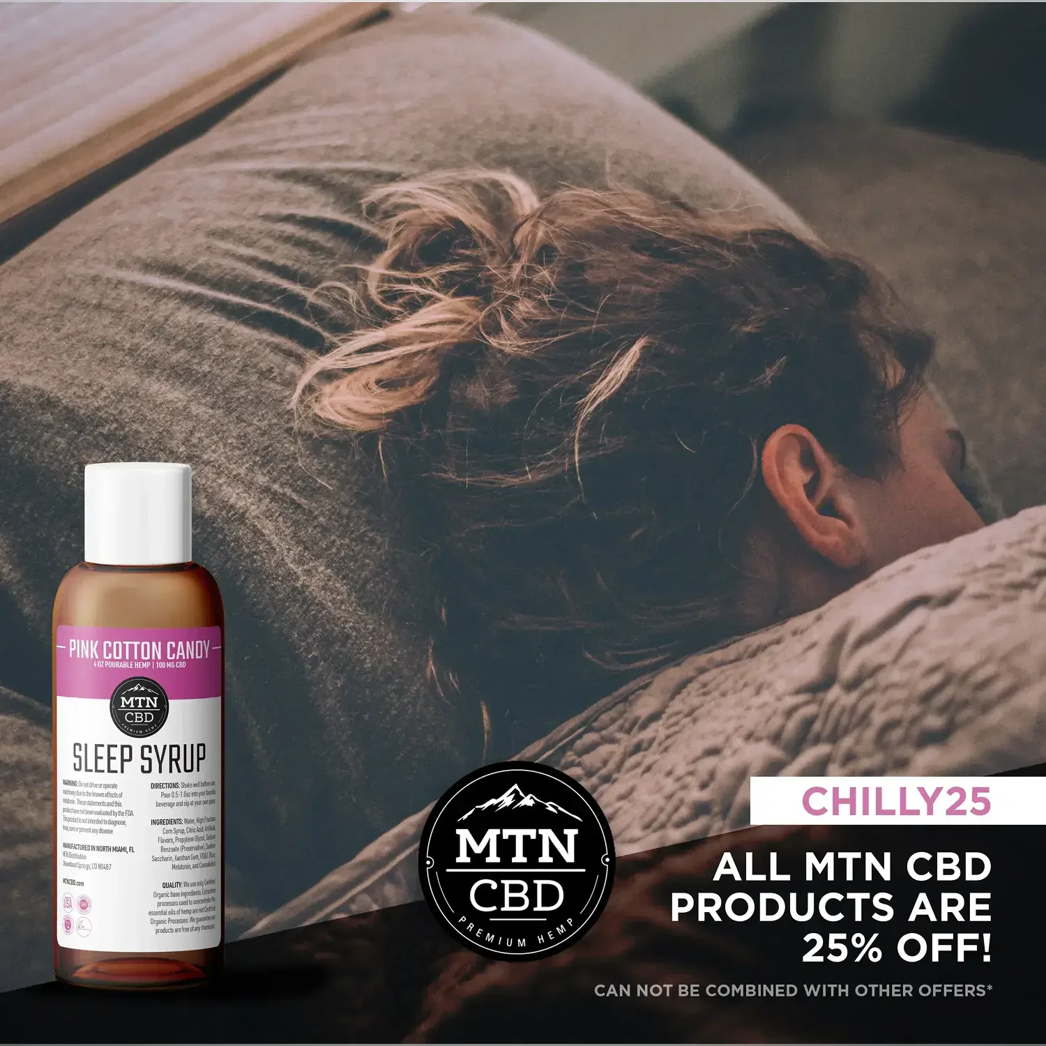 Mountain CBD sleep syrup promotional social post