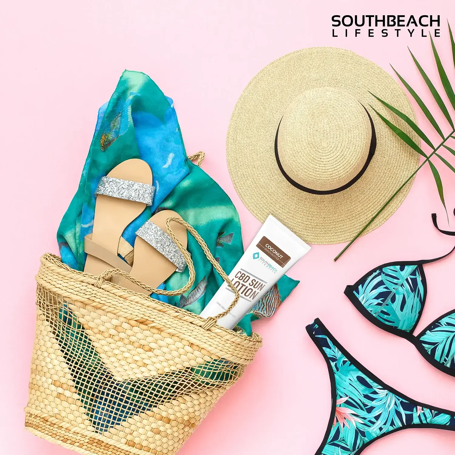 South Beach Lifestyle summer essentials product flat lay