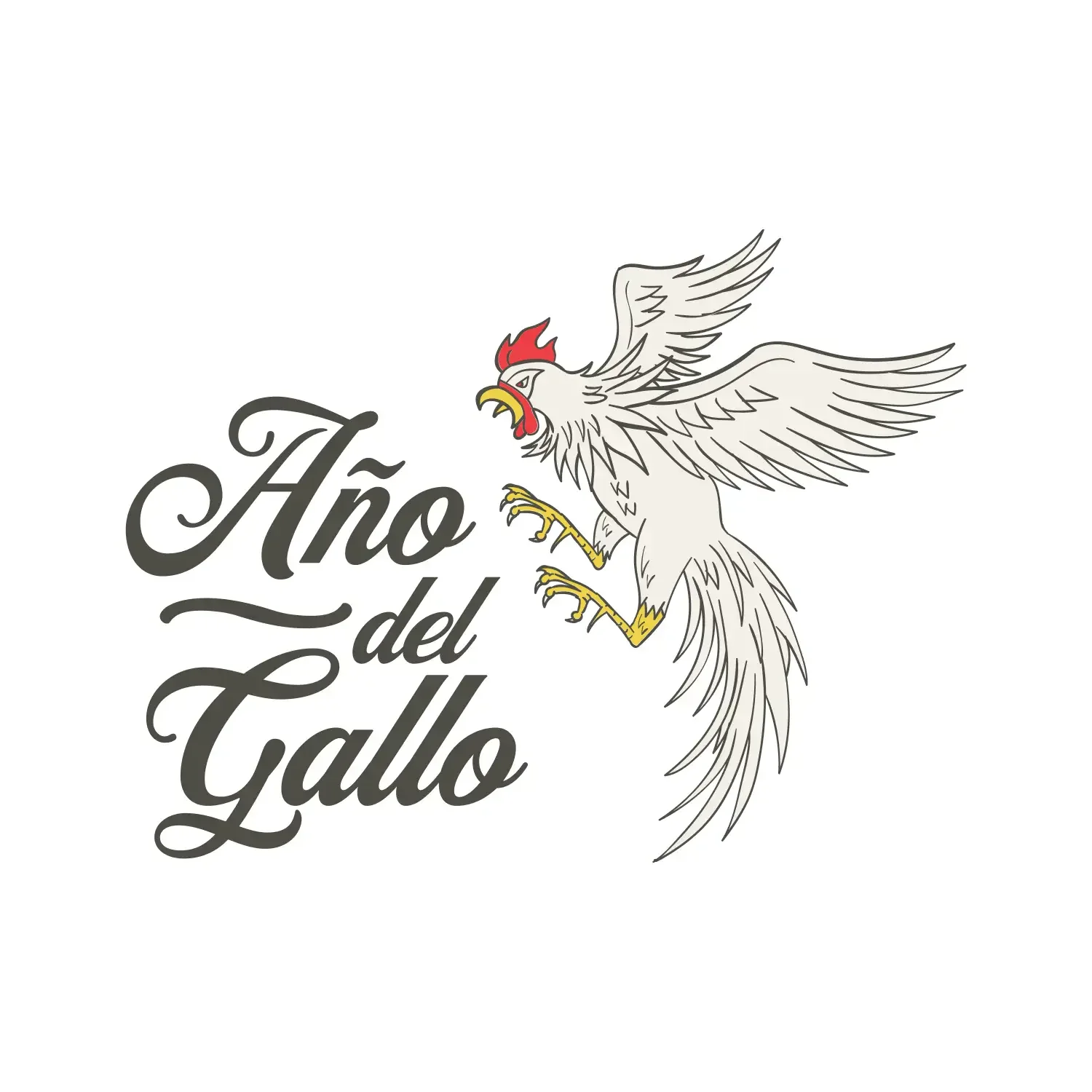 Año del Gallo script lettering with an illustrated rooster