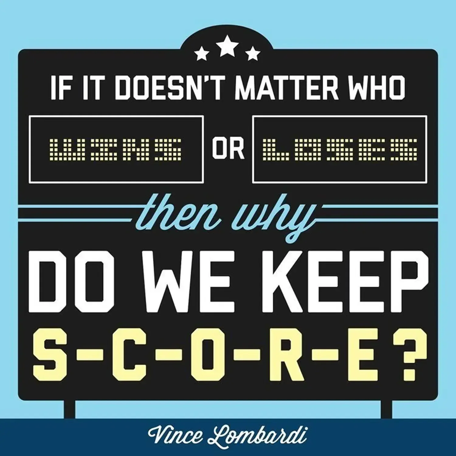 Vince Lombardi quote poster about keeping score