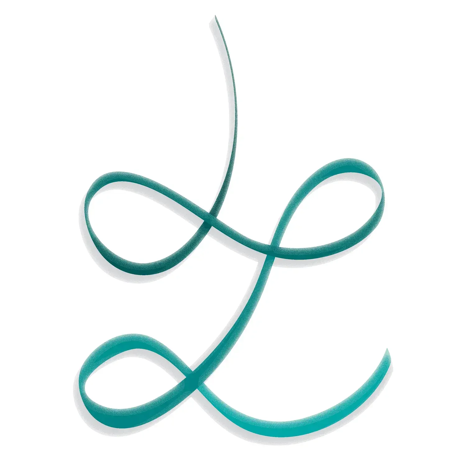 Flowing teal script letter L