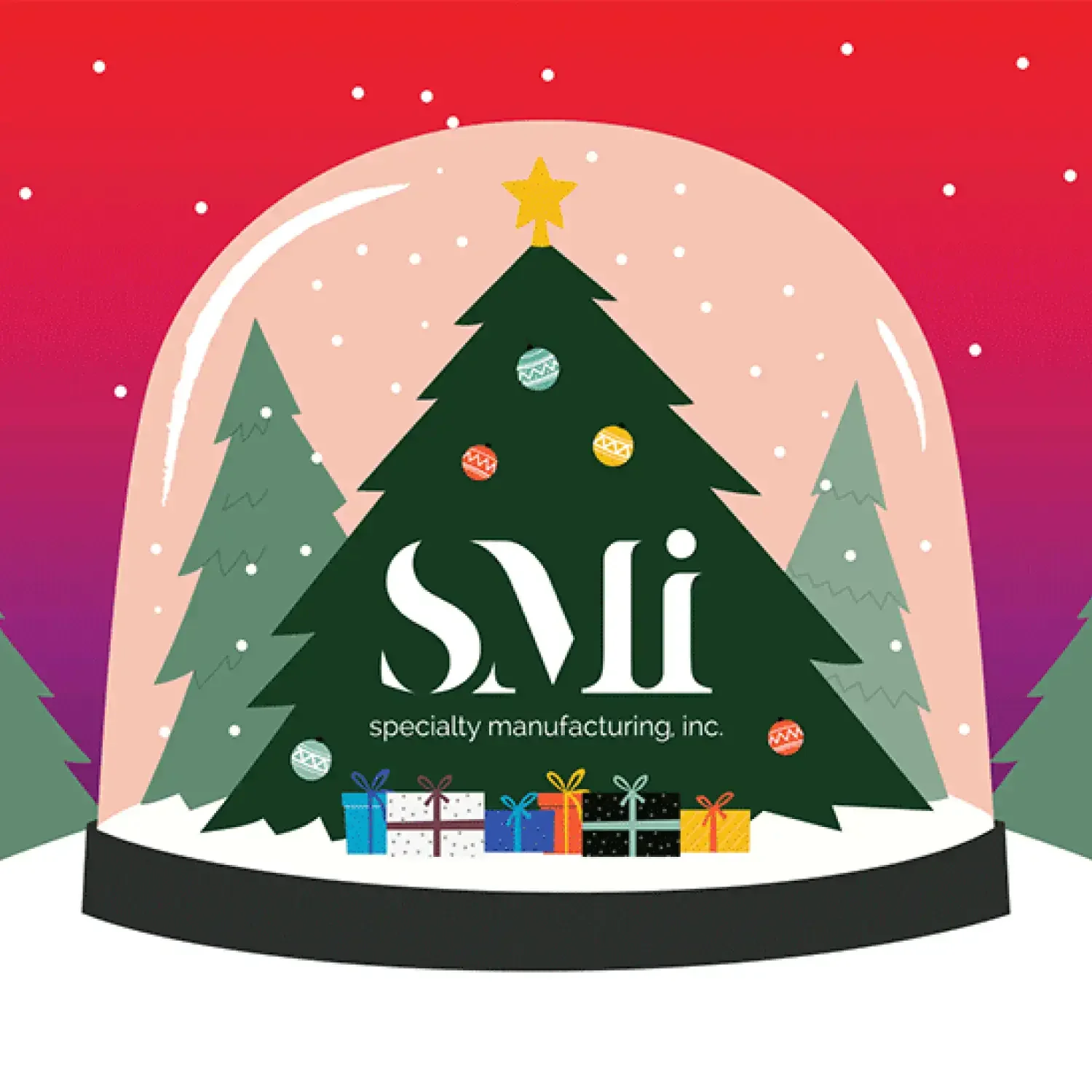 SMI Christmas tree inside a snow globe