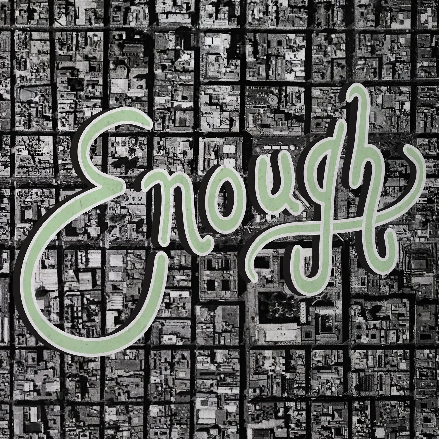 Enough script lettering over a comic-panel collage