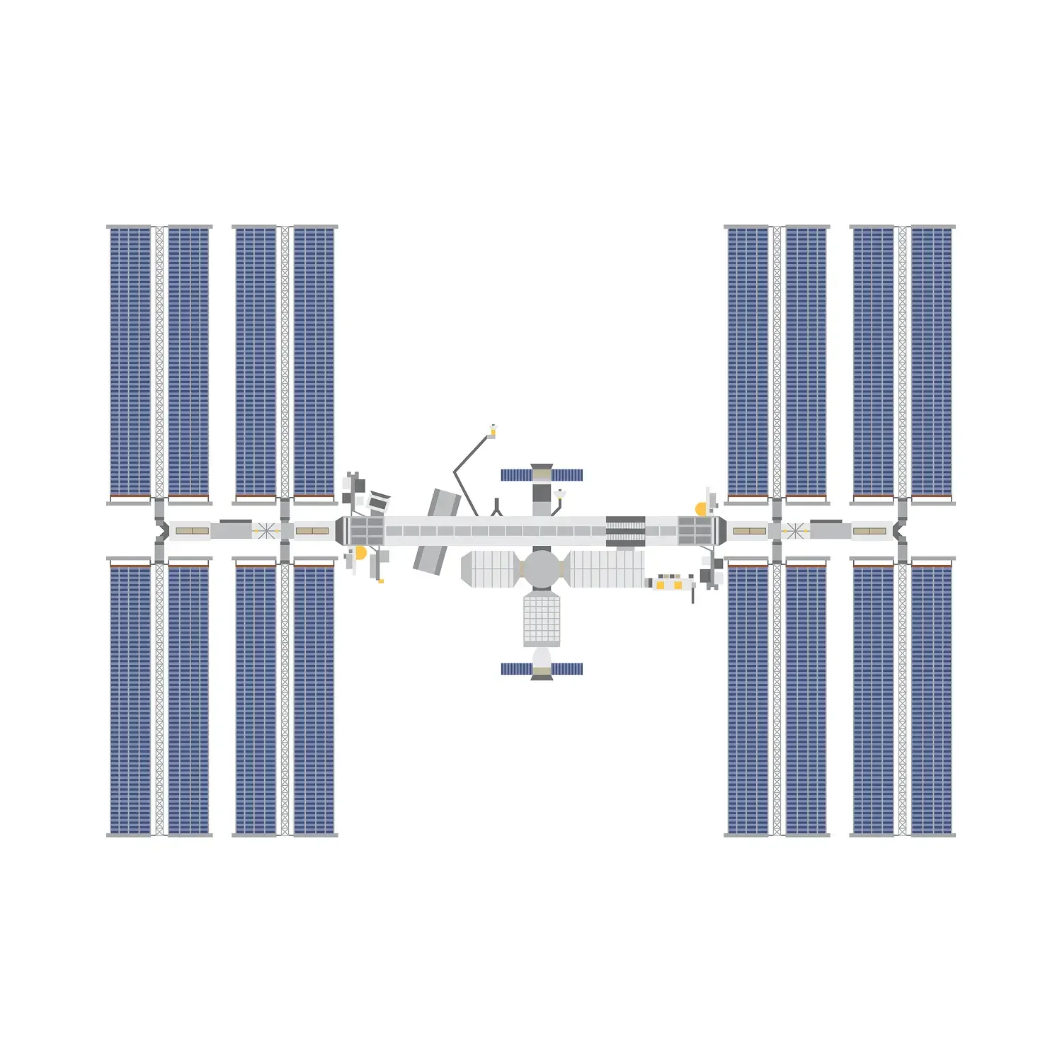International Space Station with blue solar arrays