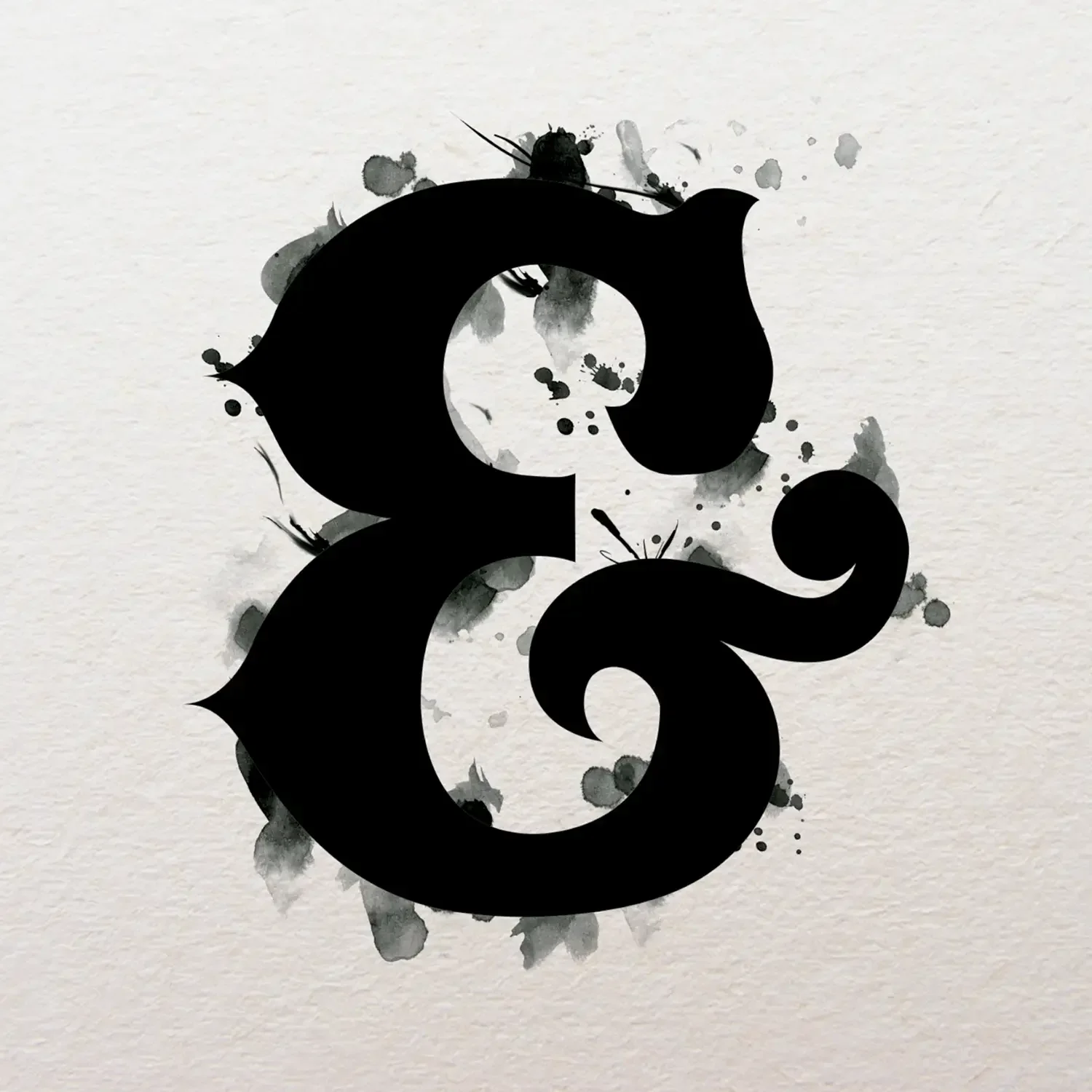 Ink-brush ampersand on textured paper