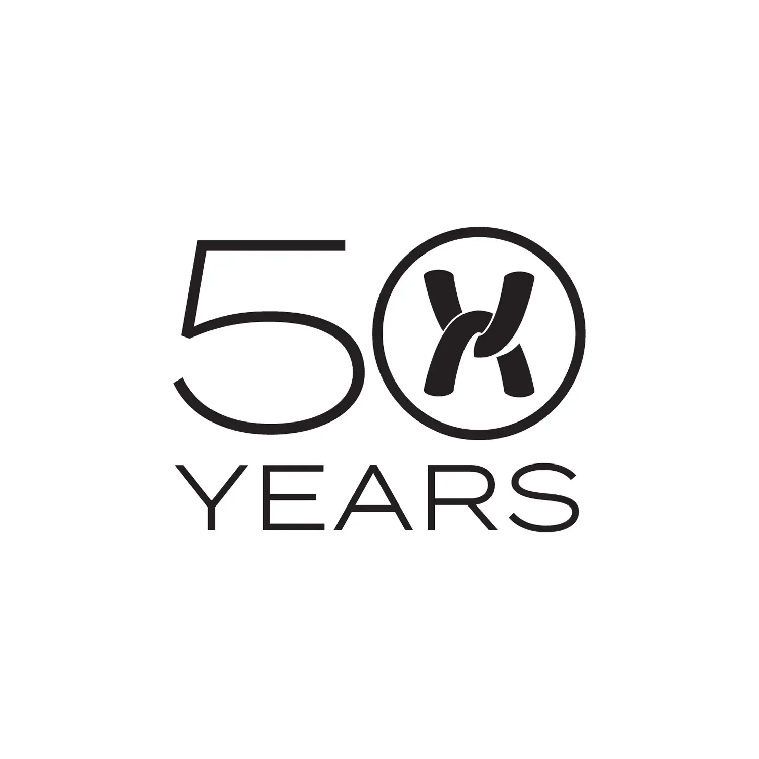 50 Years anniversary logo with a stylized K