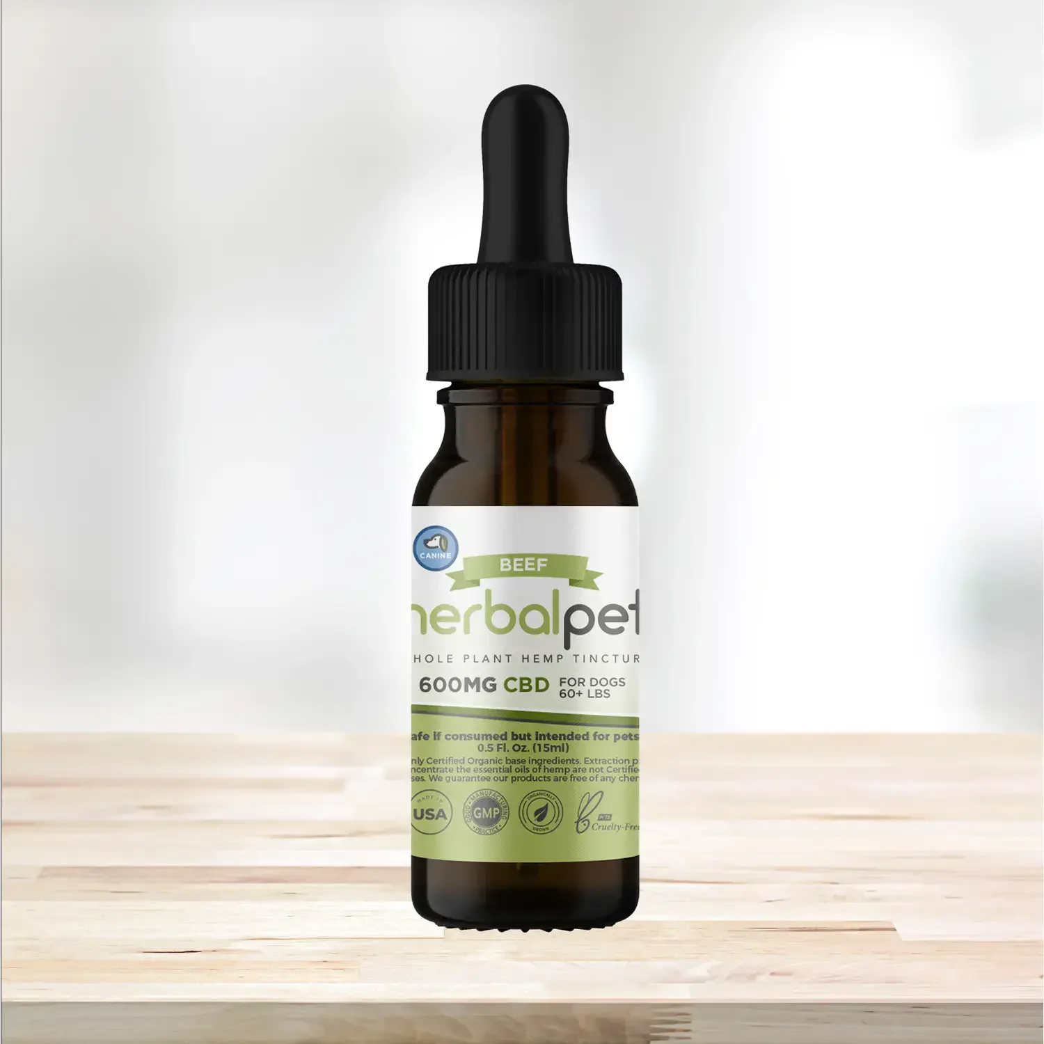Herbal Pet 600 mg CBD oil dropper bottle