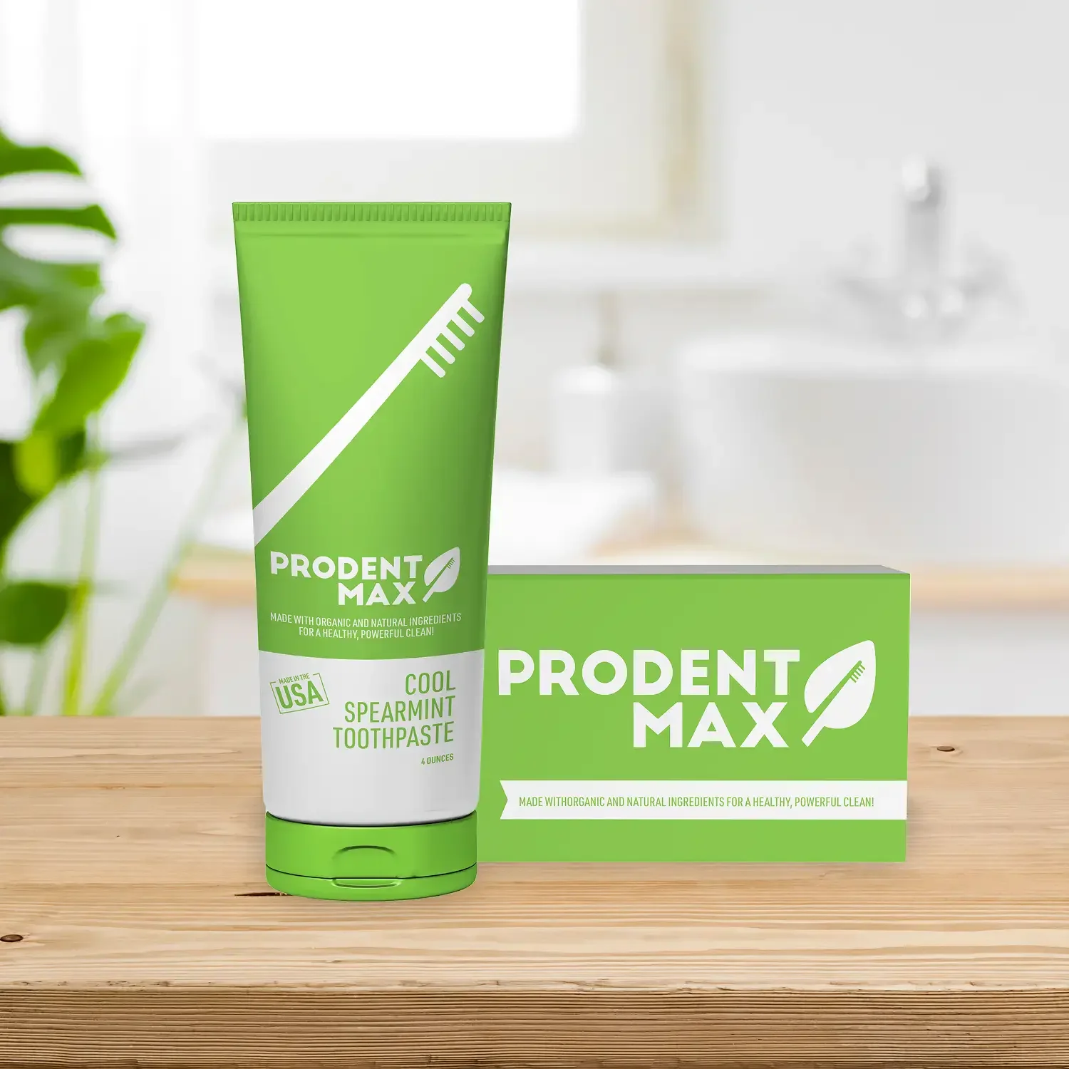 Prudent Max cool spearmint toothpaste tube and carton