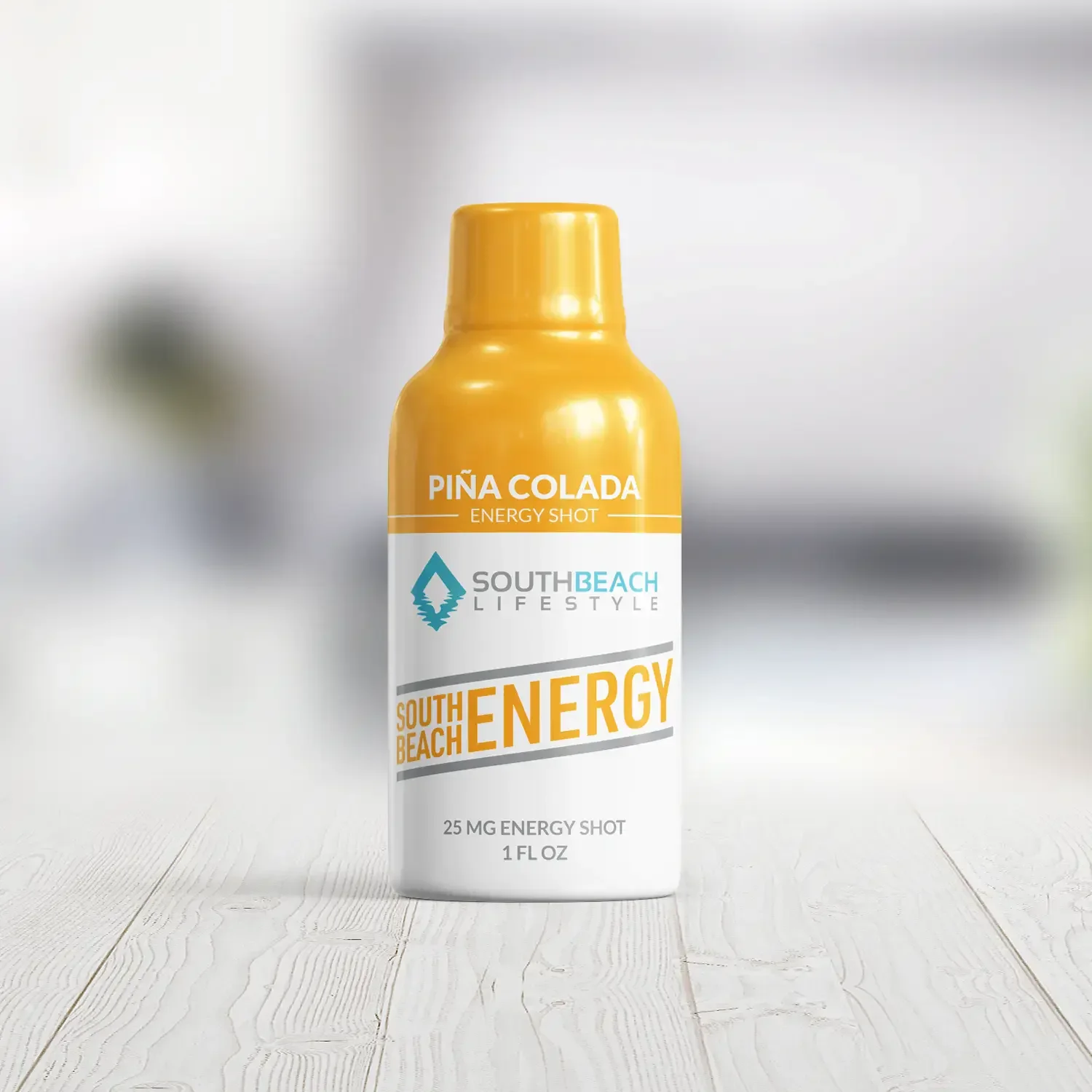 South Beach Energy pina colada shot bottle