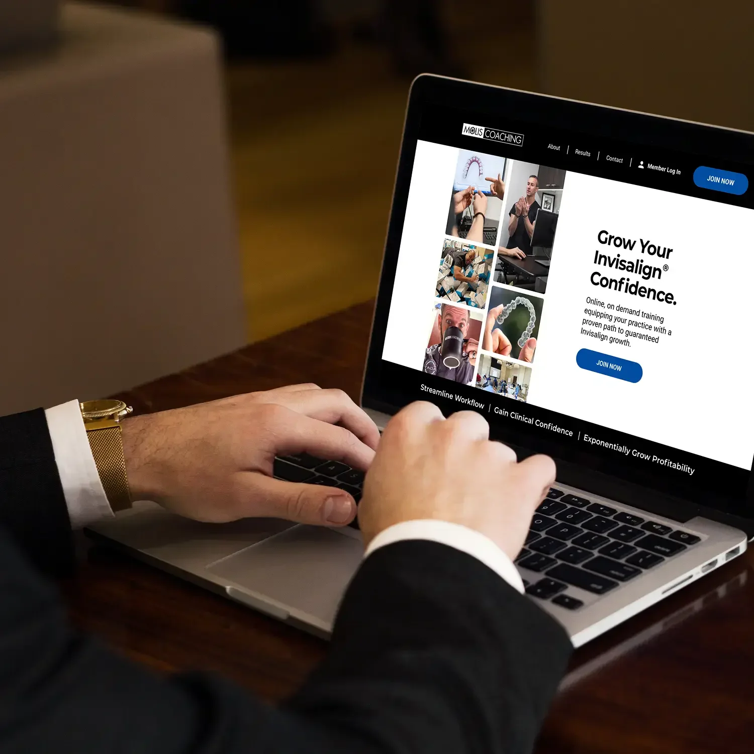 Invisalign confidence course website displayed on a laptop