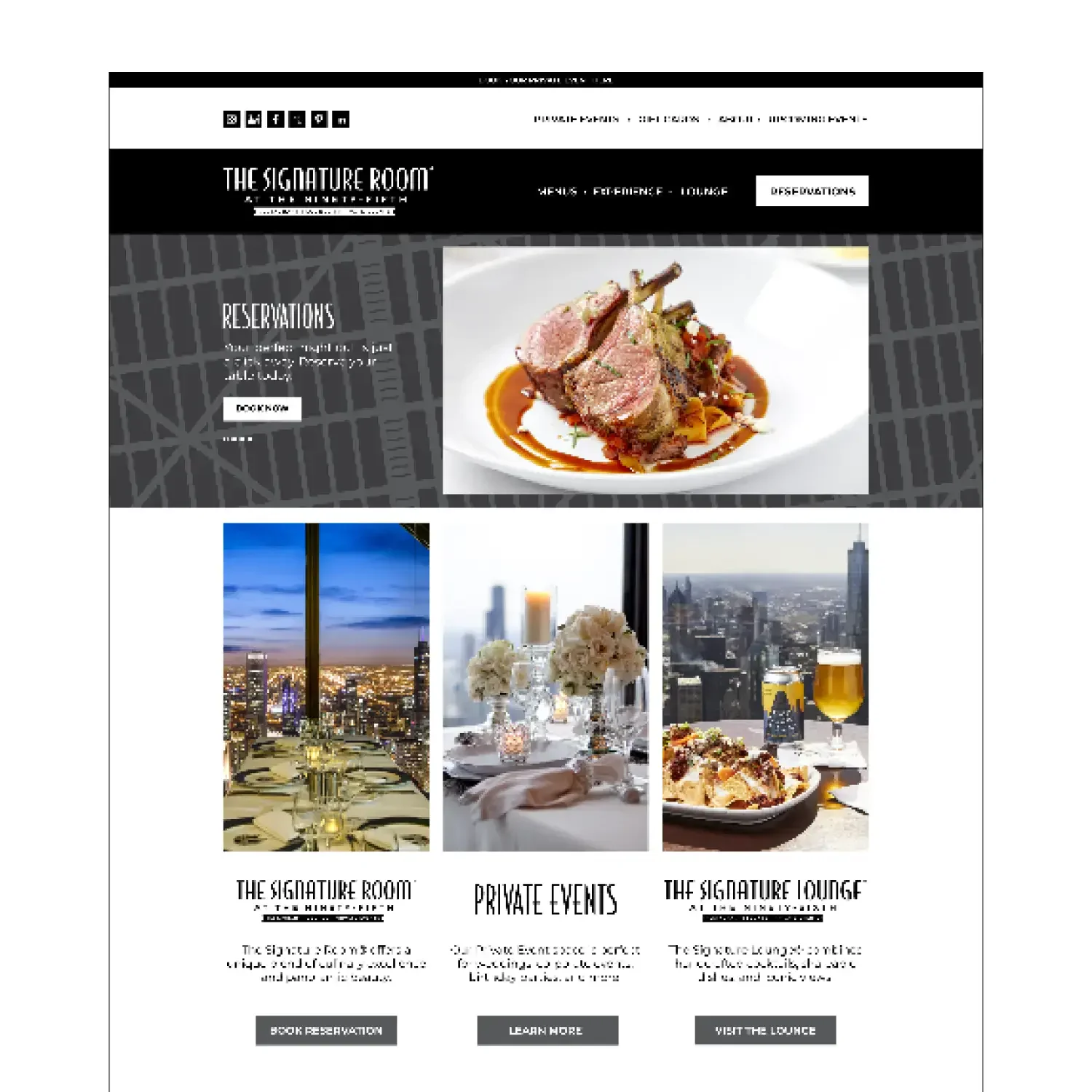 The Signature Room restaurant website homepage