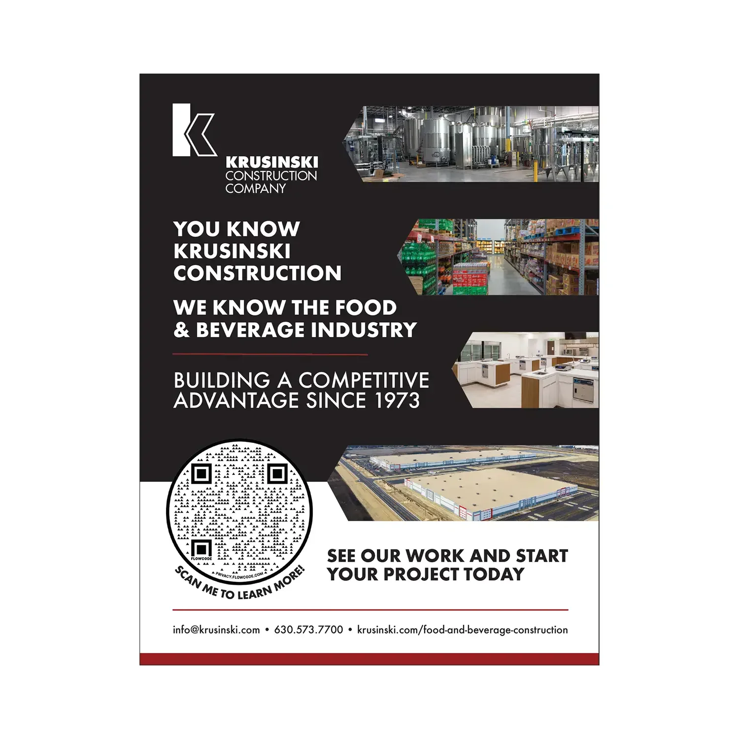 Krusinski Construction QR-code ad for food and beverage facilities