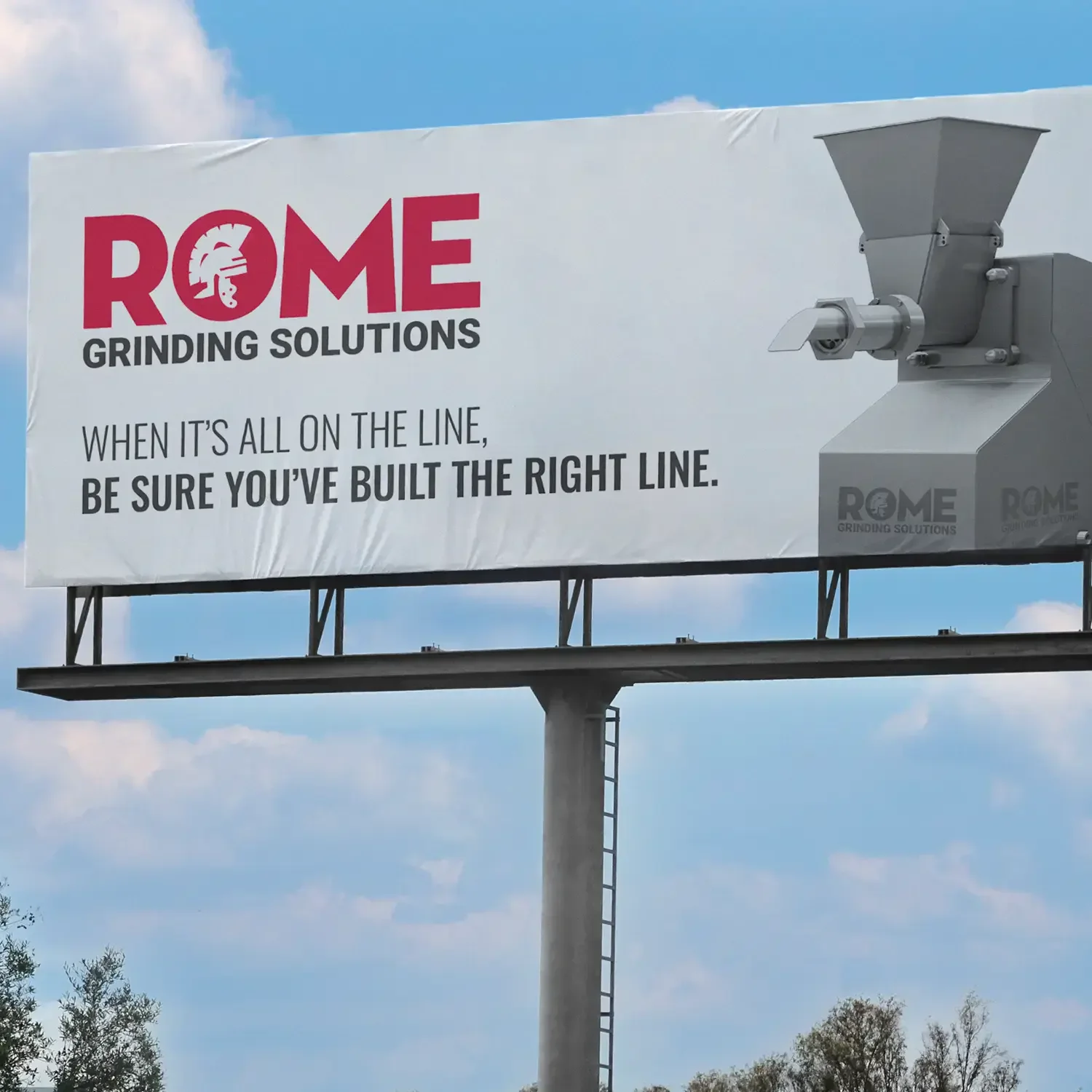 Rome Grinding Solutions roadside billboard
