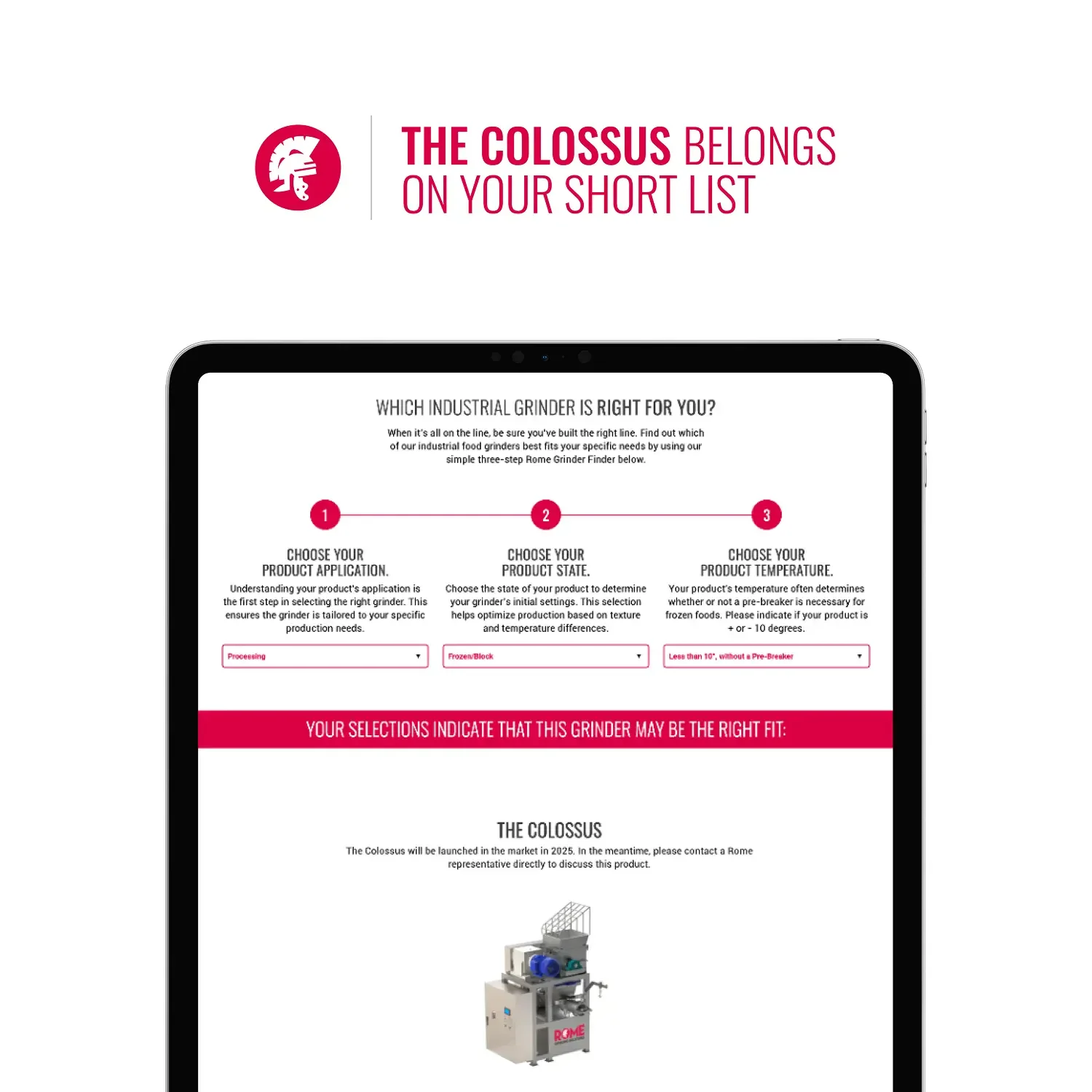 Rome Grinding Solutions Colossus equipment comparison webpage