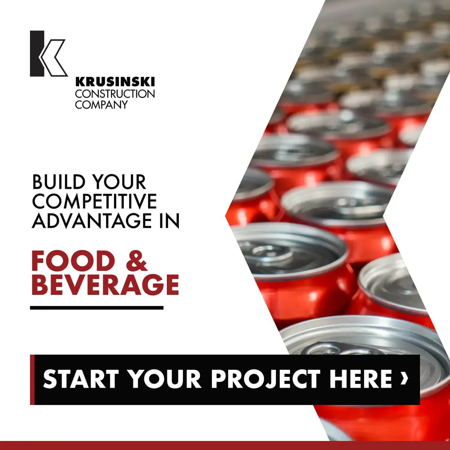 Krusinski Construction Company food and beverage campaign banner