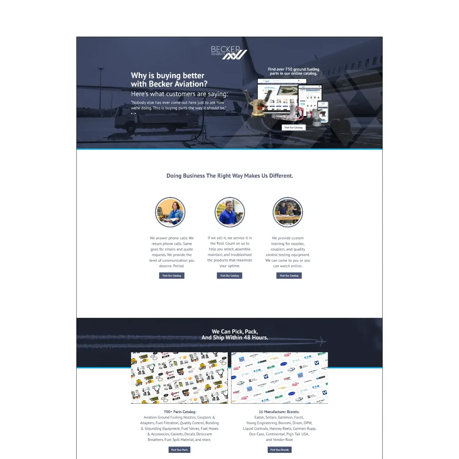 Becker Aviation Buying Is Better campaign webpage