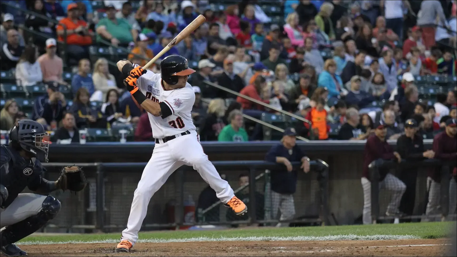 Baseball player batting during a professional game