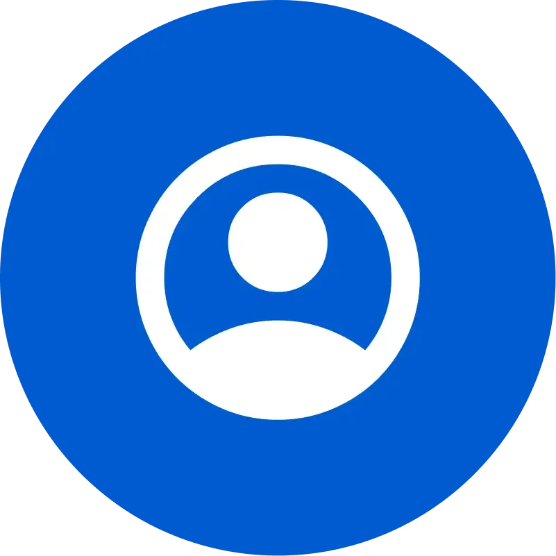 Blue circular icon with a white person outline.