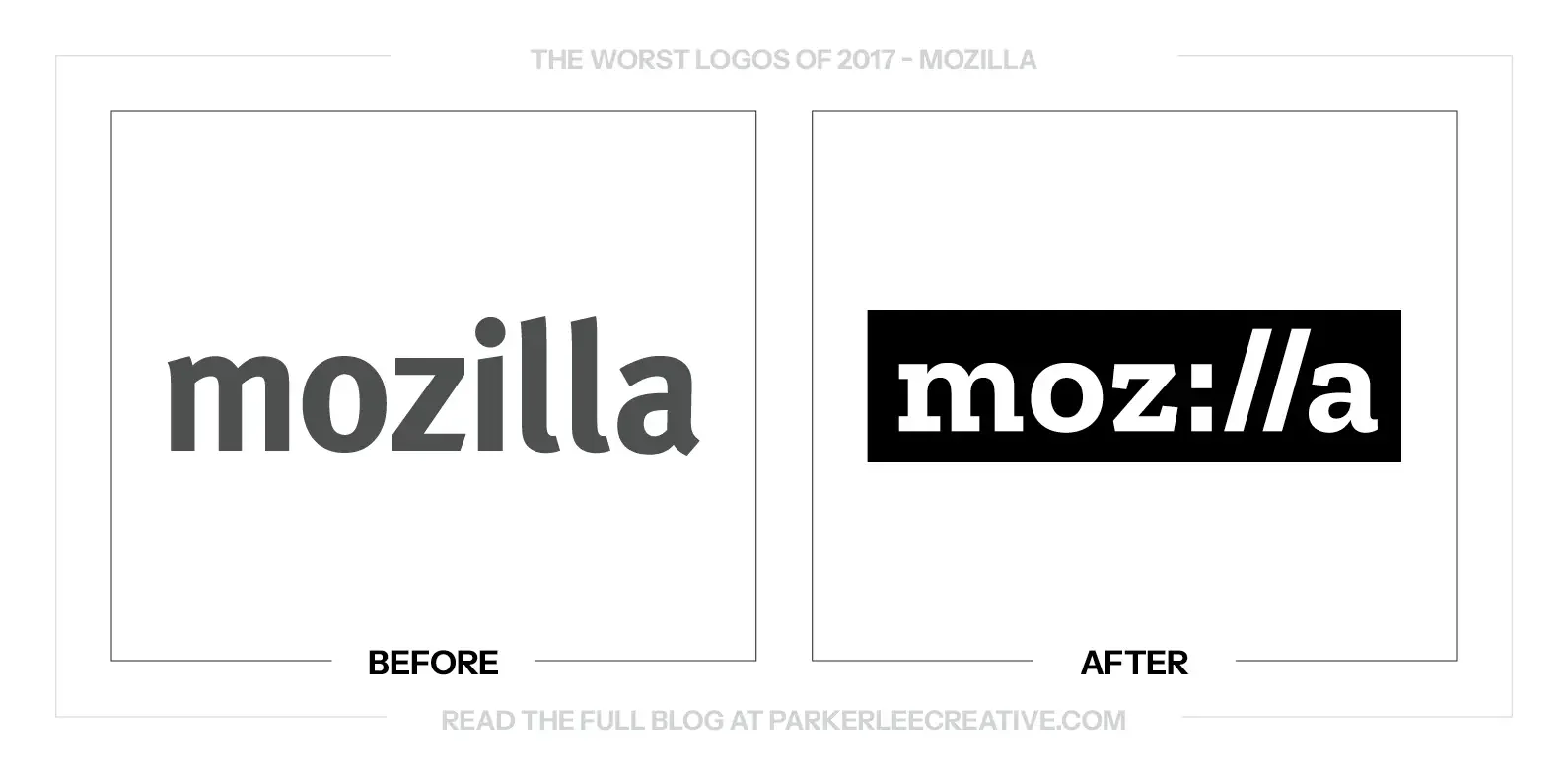 MOZILLA logo before and after the 2017 rebrand.