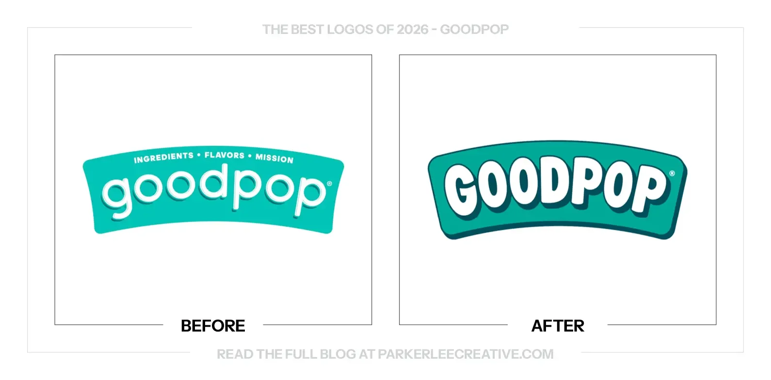 GoodPop’s previous and updated logos shown side by side.