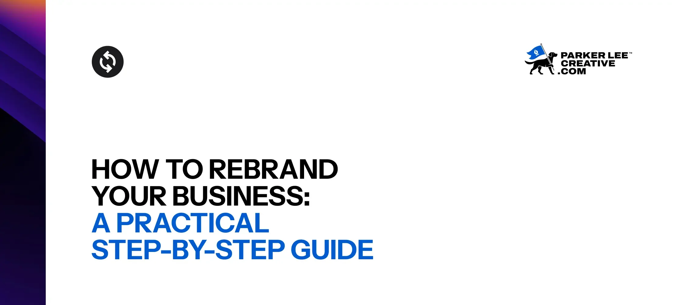 Business rebrand process article header graphic