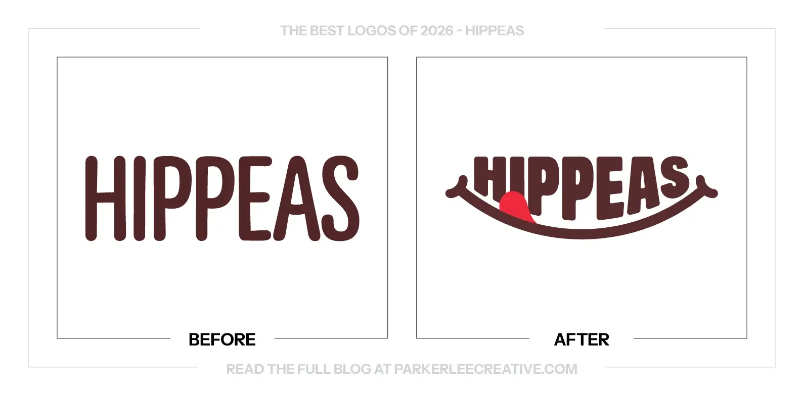 Hippeas logo before and after the identity update.