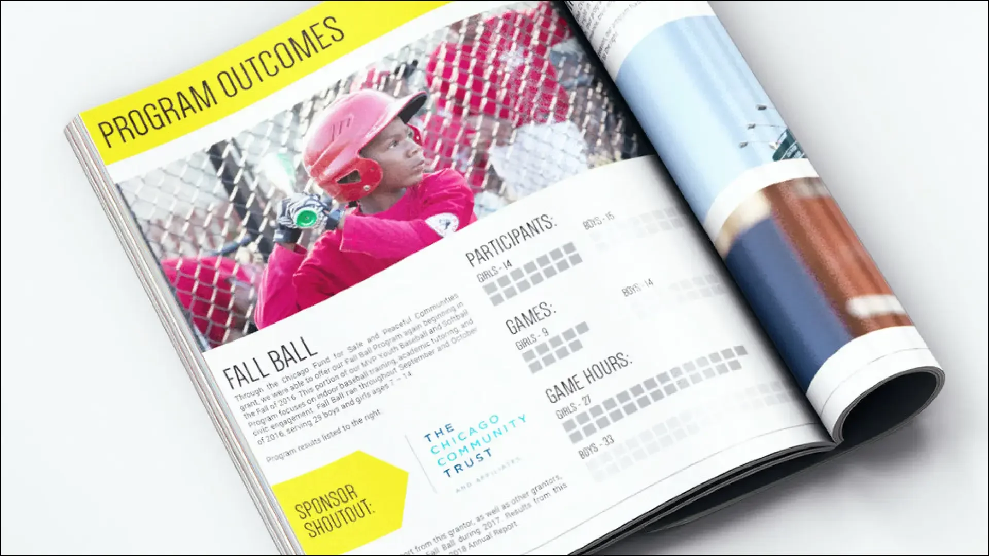 Cincinnati Tennis Foundation program-outcomes report spread.