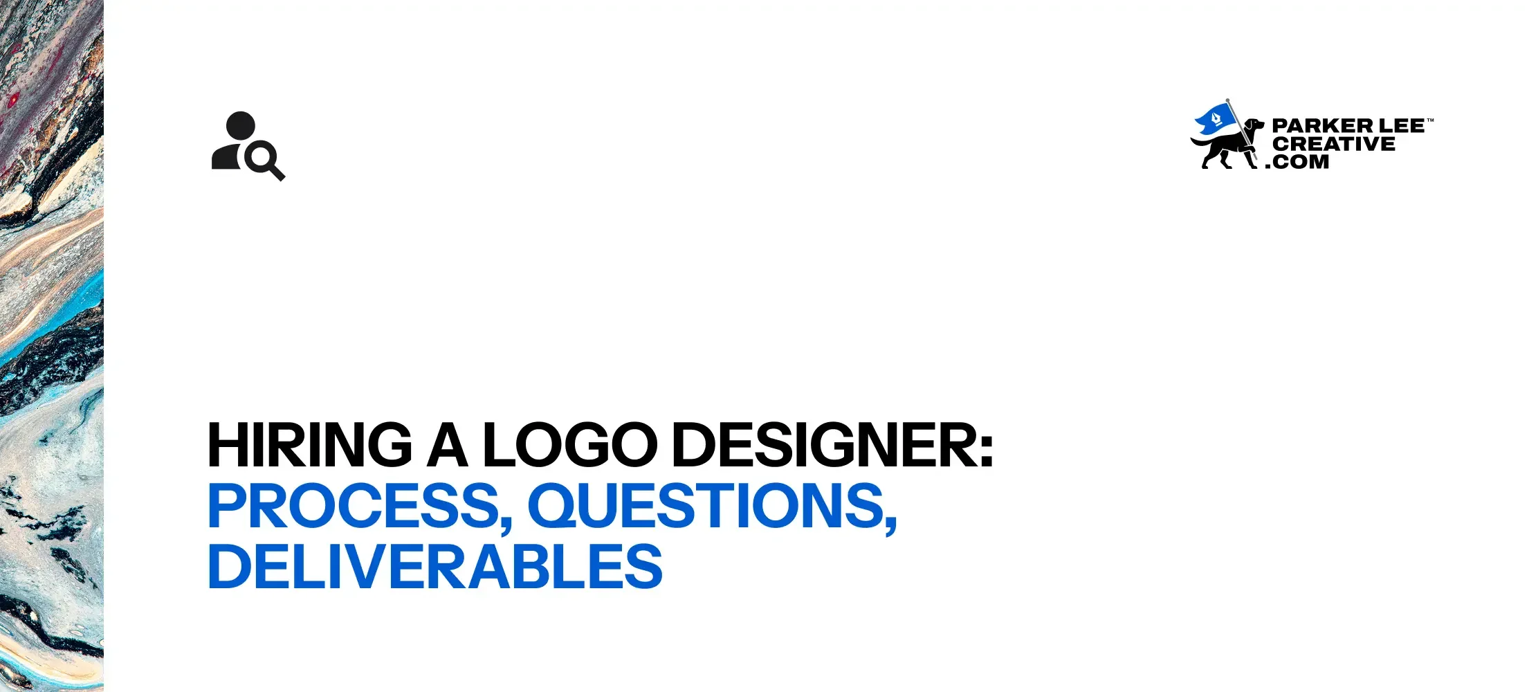 Hiring a logo designer process article header graphic