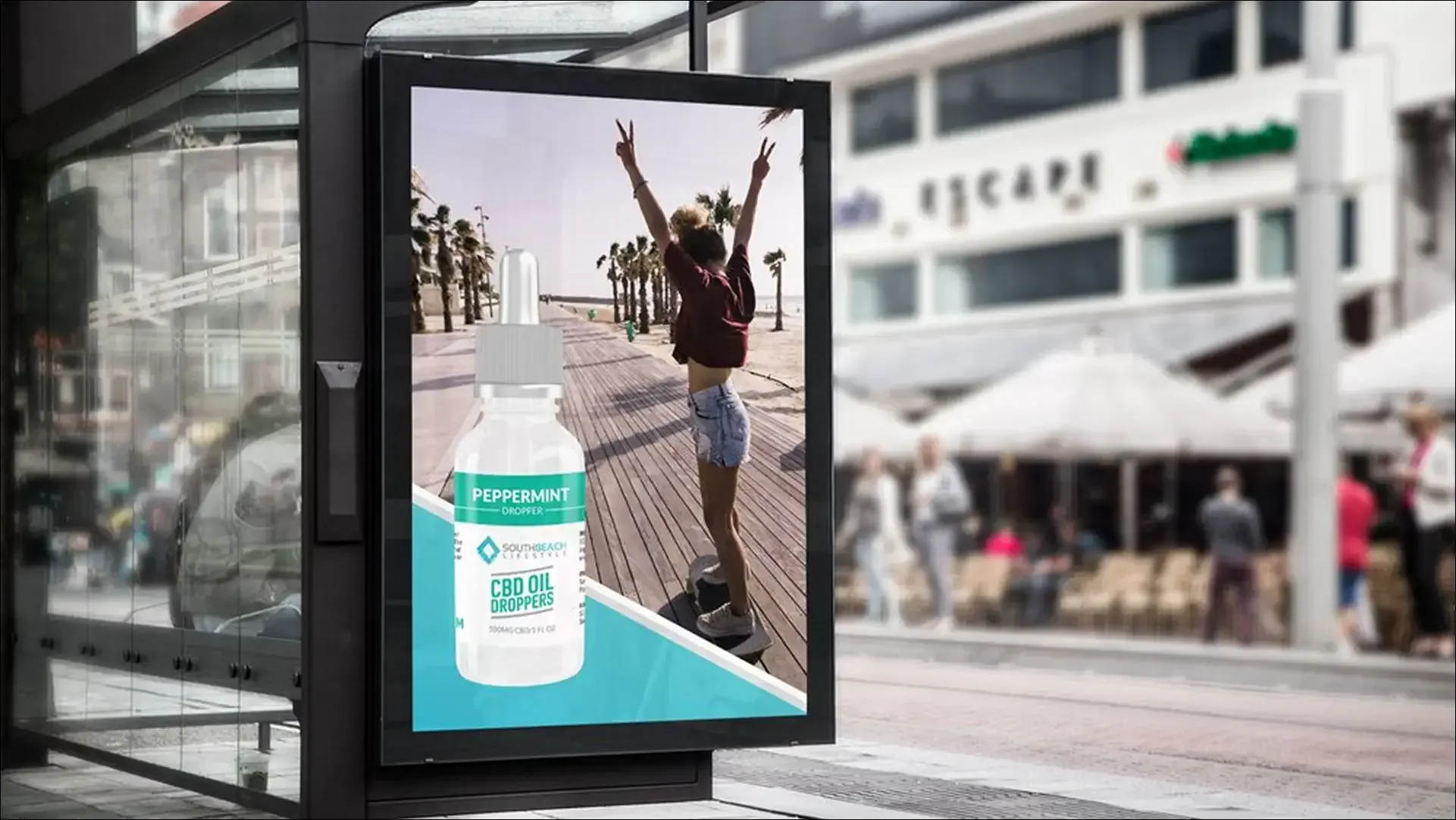 Peppermint CBD oil digital billboard advertisement
