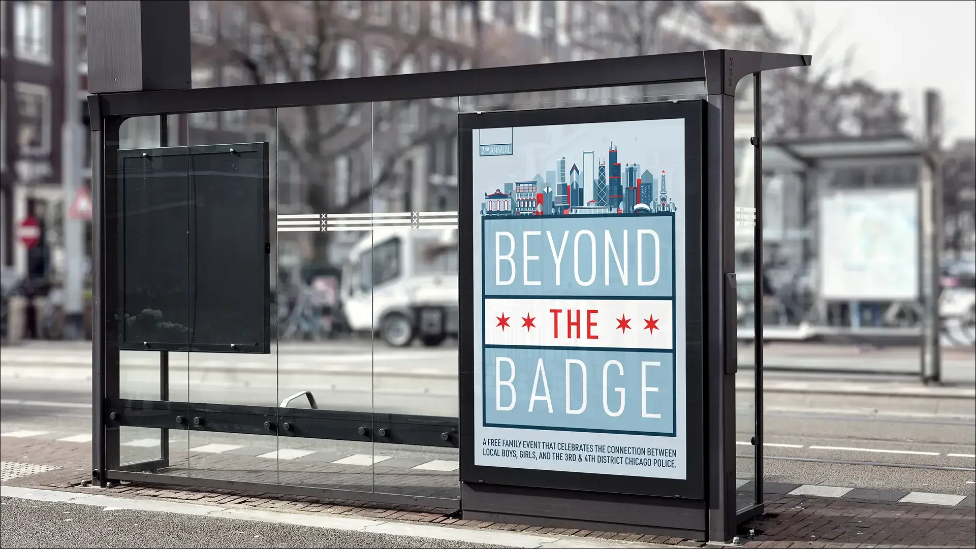 Beyond the Badge Chicago campaign at bus shelter