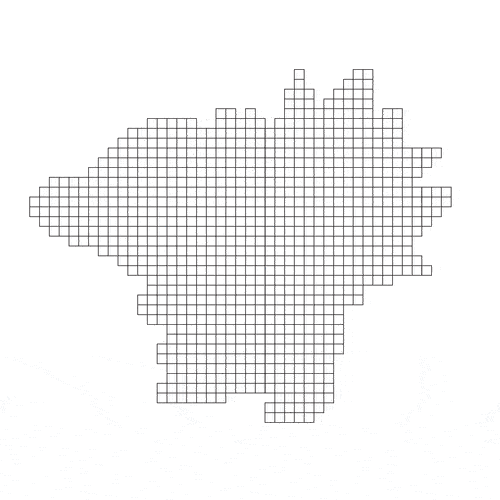 A pixel art map of the state of Texas.