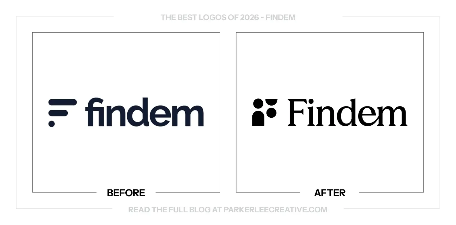 Findem logo before and after the identity update.