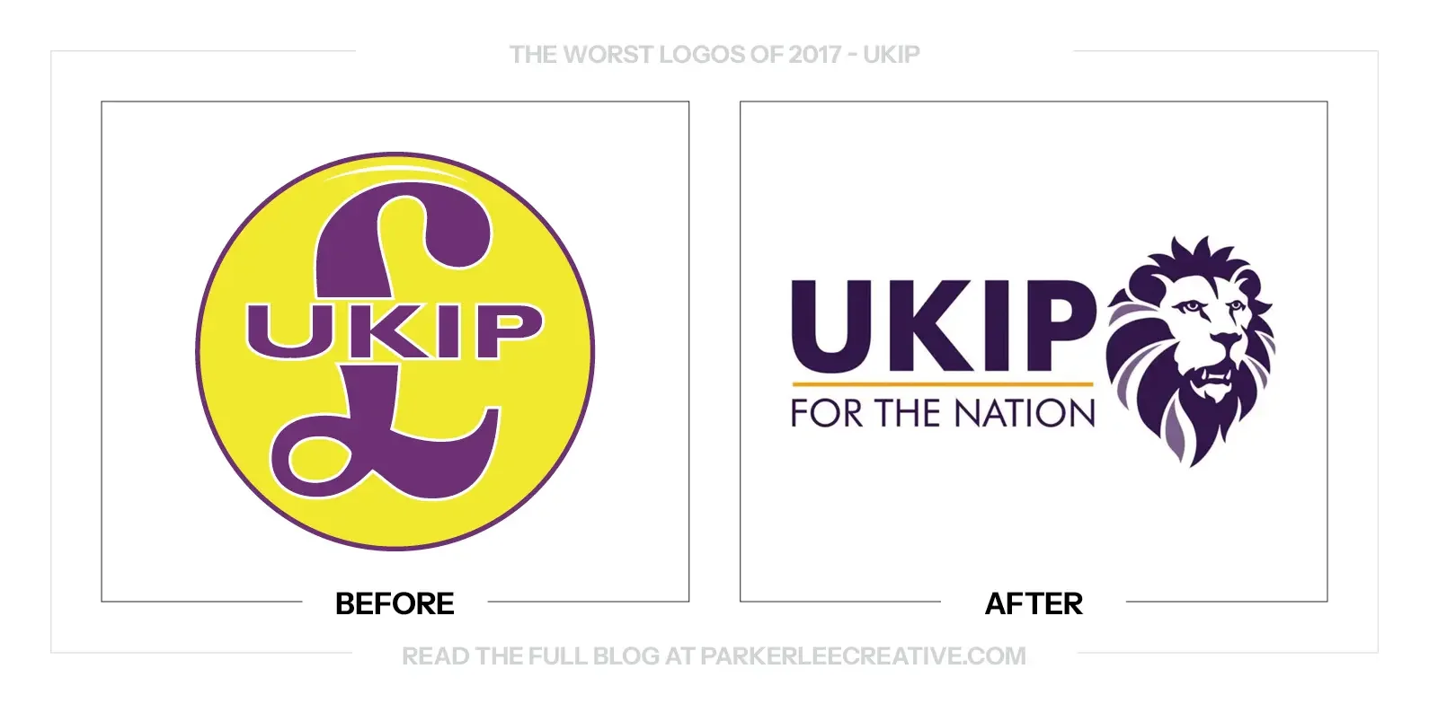 UKIP logo before and after the 2017 rebrand.