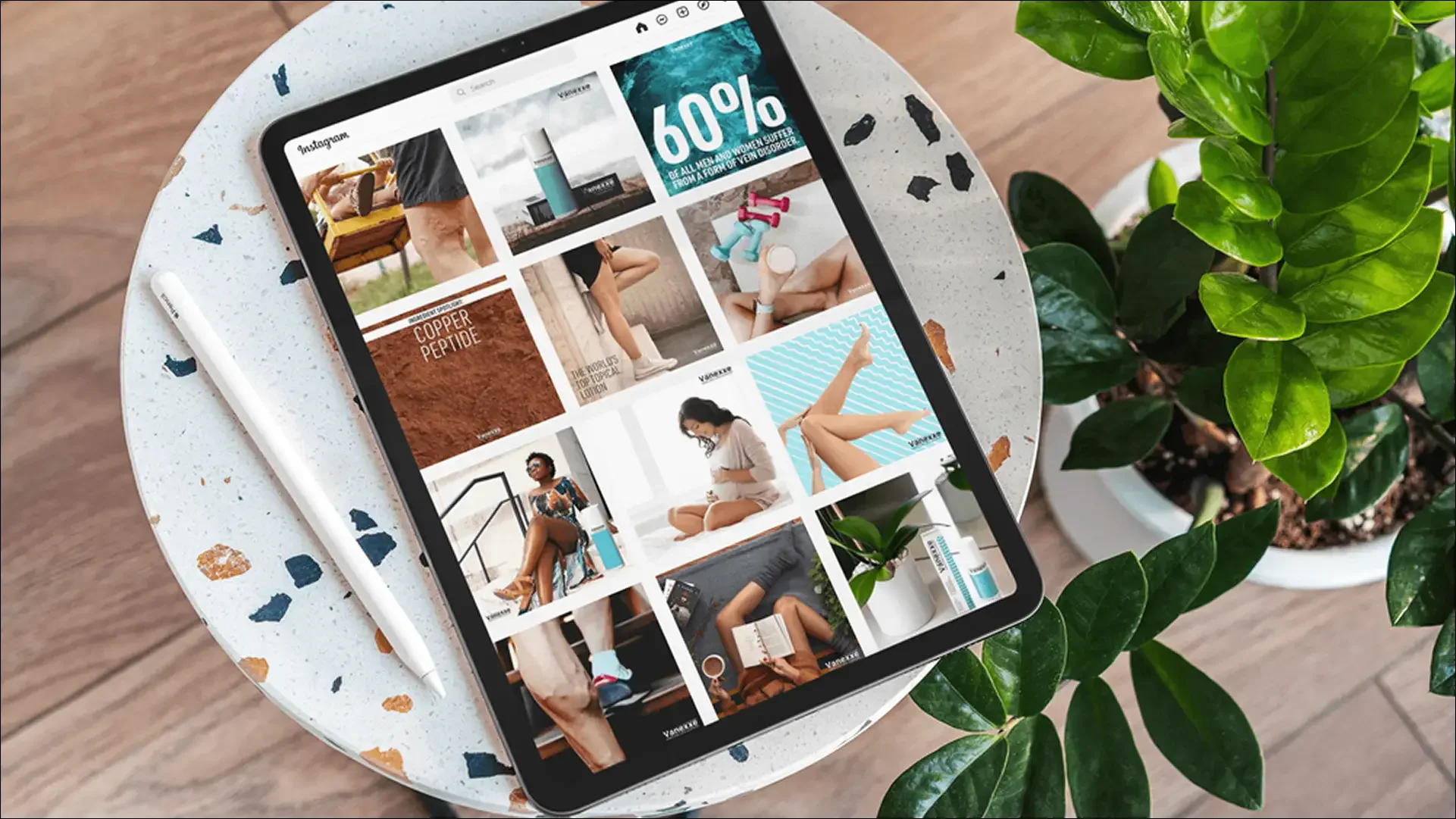 Skincare social-media campaign displayed on tablet