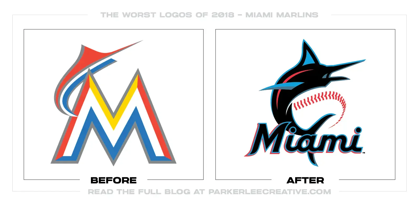 Before-and-after Miami Marlins logo comparison